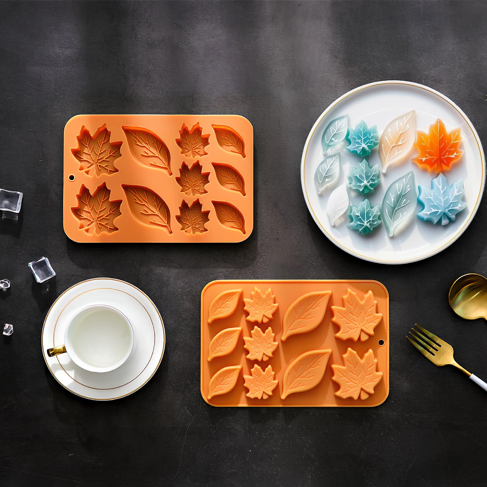 Leaf Silicone Molds Fall Silicone Mold Harvest Cake Pan Autumn Maple Leaf 2 Different Shapes Thanksgiving Fall Theme Mould for H