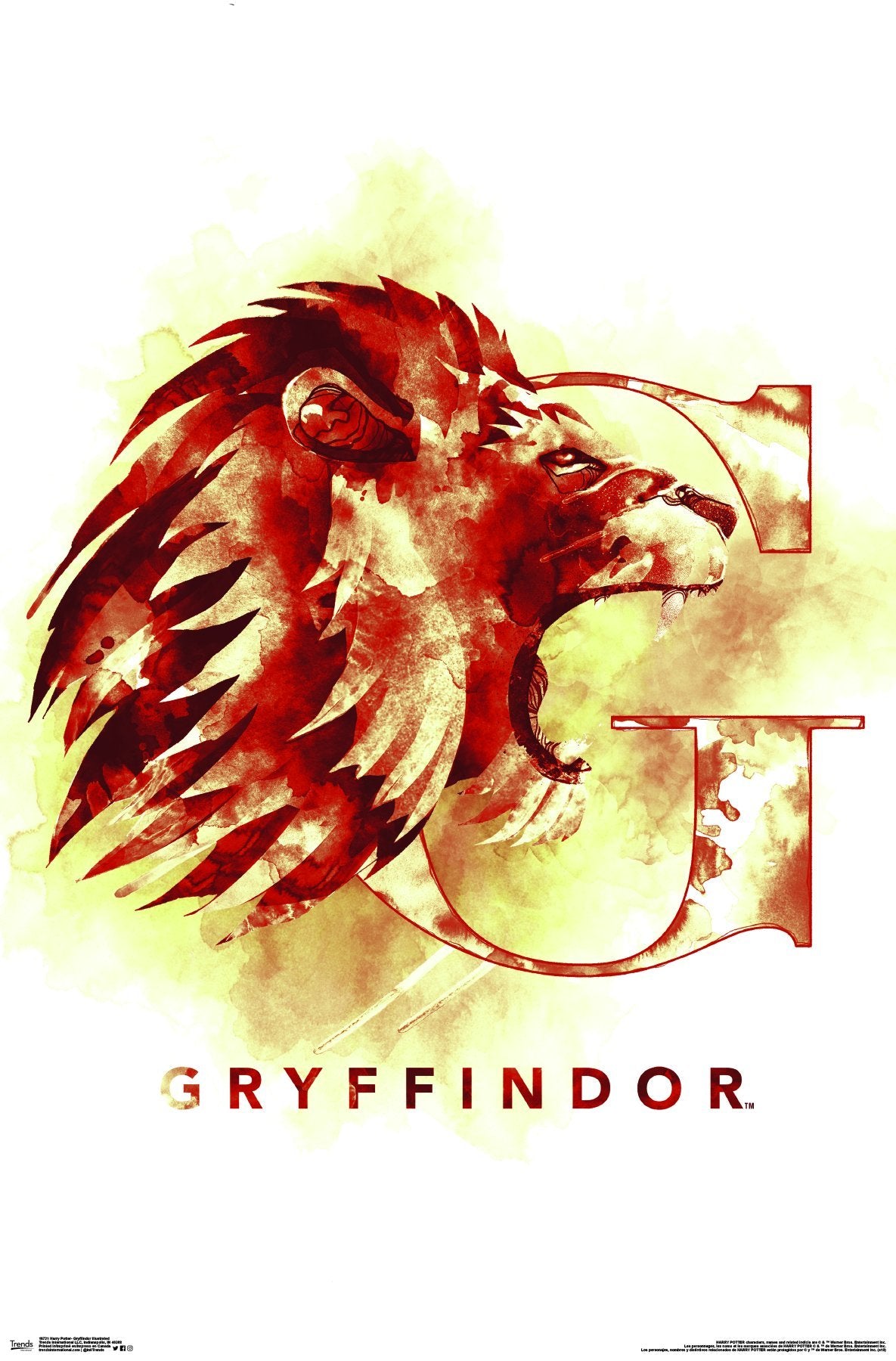 Trends International Wizarding World: Harry Potter-Gryffindor Illustrated House Logo Wall Poster, 22.375'' X 34'', Unframed Vers