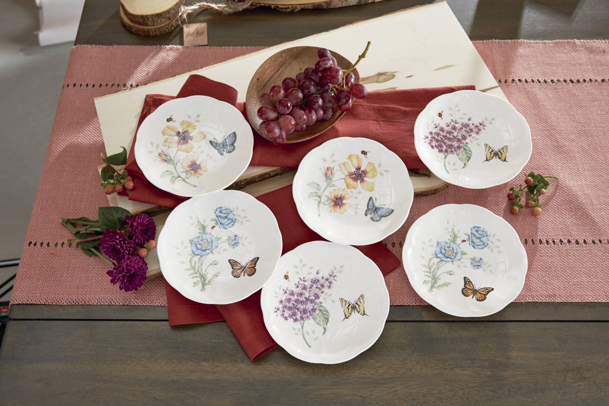 Lenox 817046 Butterfly Meadow 6-Piece Tidbit Plate Set  White