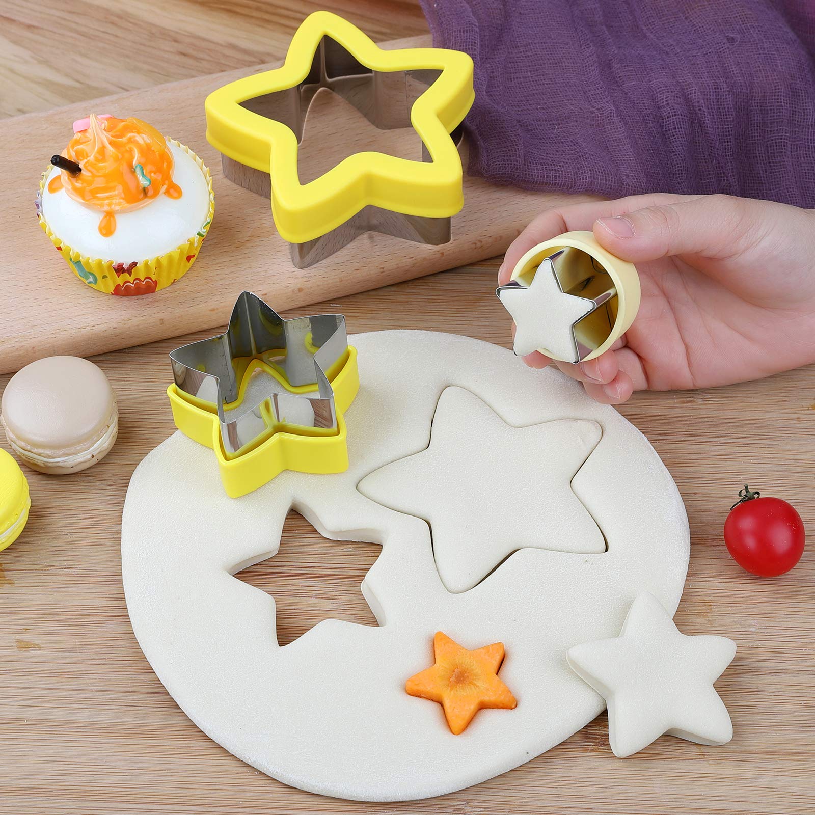 Star Cookie Cutters, Stainless Steel Star Shapes Baking Vegetable Shape Cutters, Mini & Medium & Large Star Cookie Cutters, Five