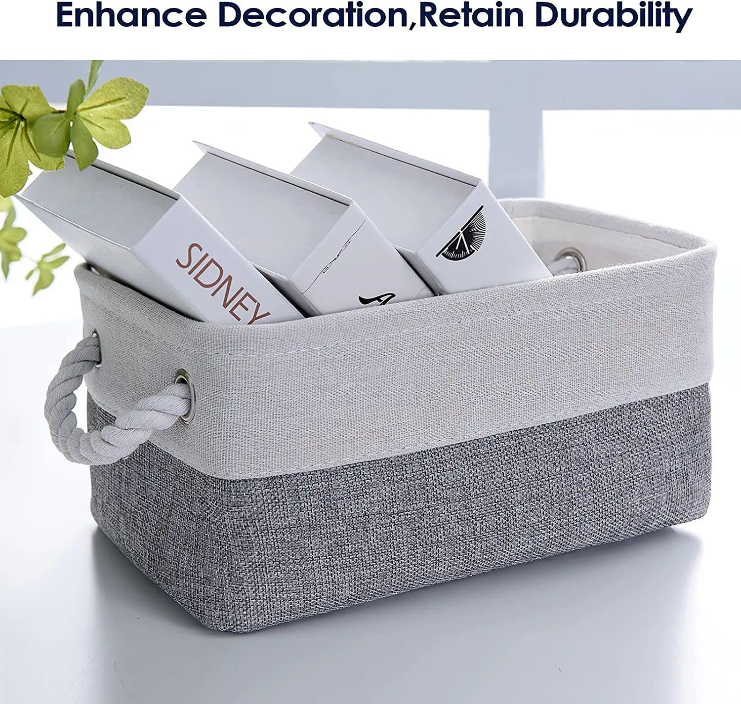 Sacyic Baskets Storage Bins 12X8X5 Inch [6-Pack] Fabric Storage Baskets Cloth Baskets Empty Gift Baskets With Rope Handles Decor