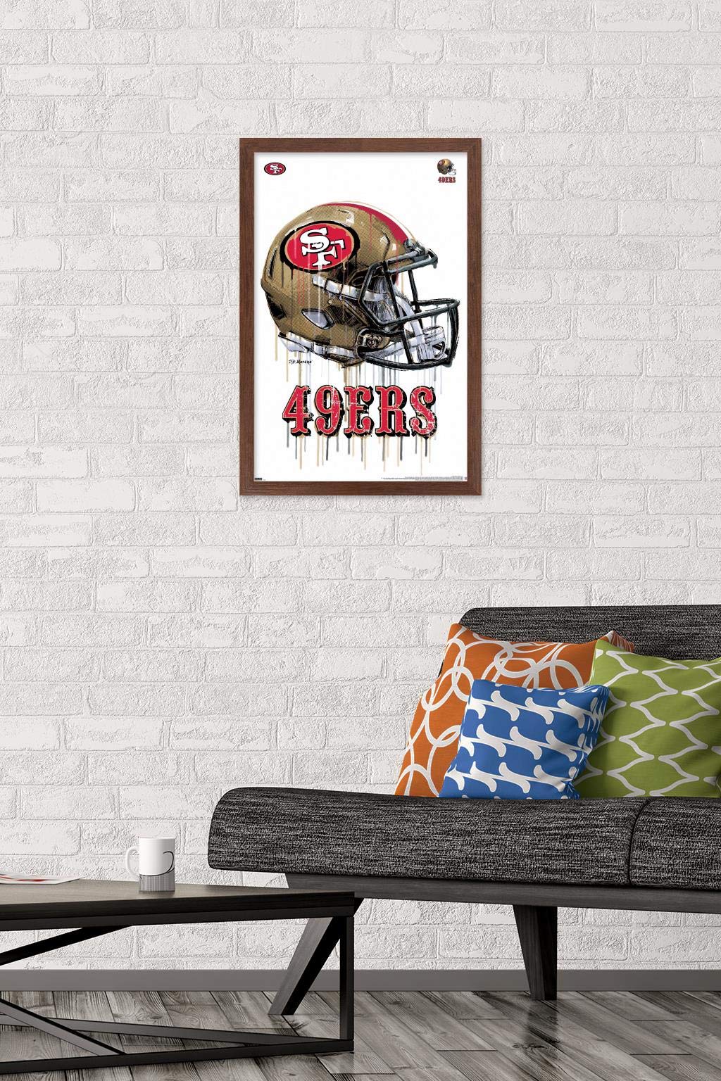 Trends International NFL San Francisco 49ers - Drip Helmet 20 Wall Poster  14.725'' x 22.375''  Mahogany Framed Version
