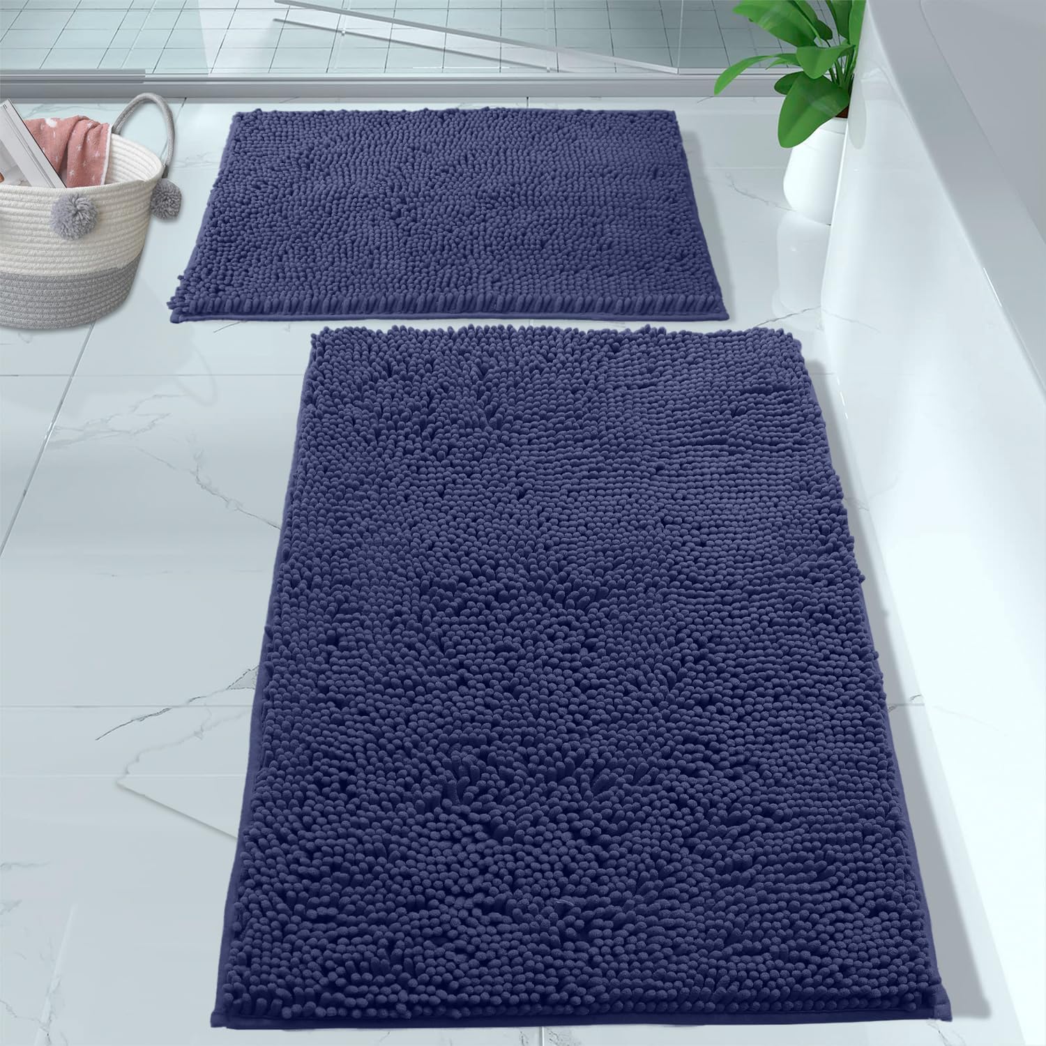 Luxurux Purple Bathroom Rug Set -Extra-Soft Plush Bath Mat Shower Bathroom Rugs,1 Chenille Microfiber Material, Super Absorbent,