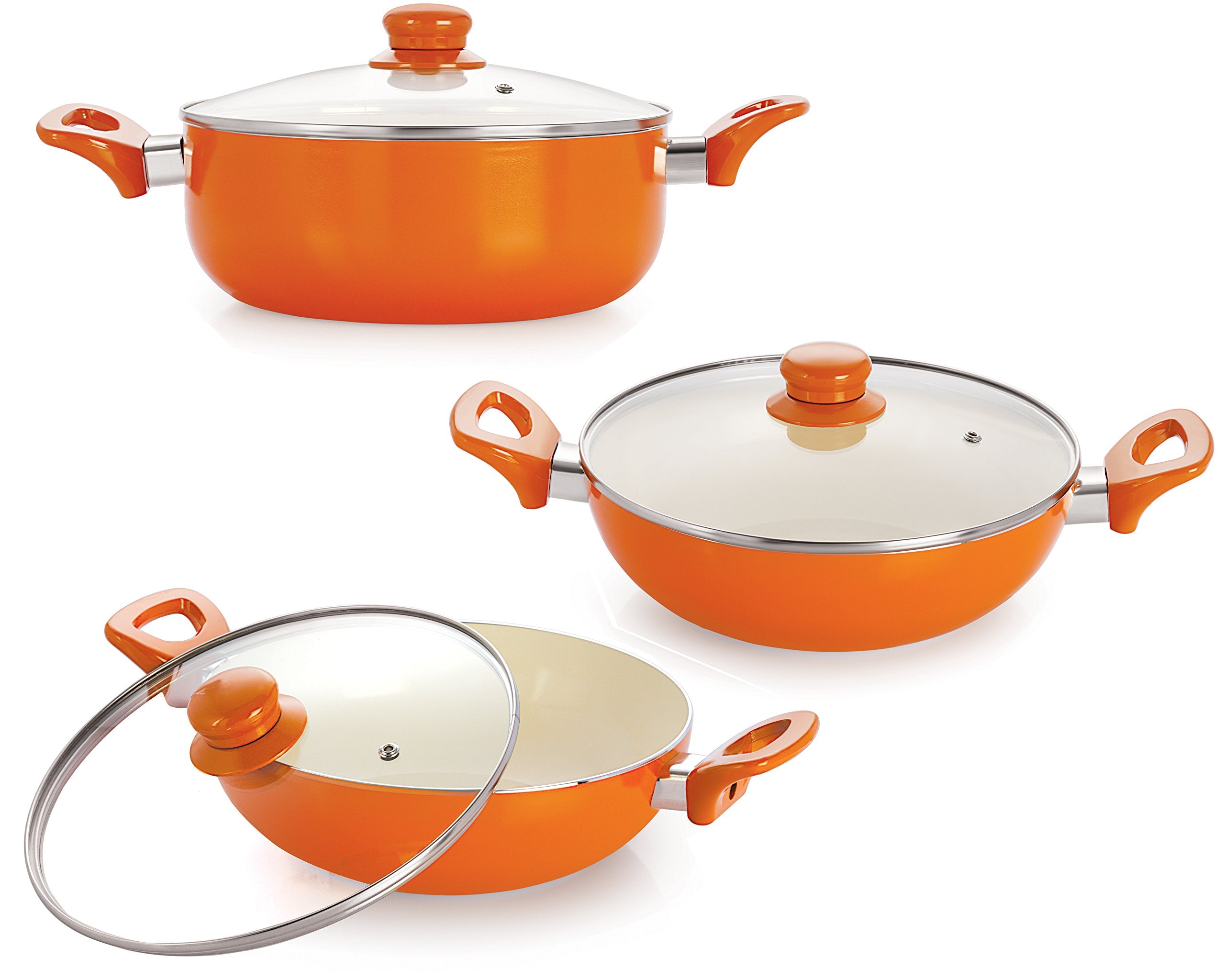 Nirlon Pfoa Free Ceramic Coated NonStick Cookware 6 Pieces Combo Set