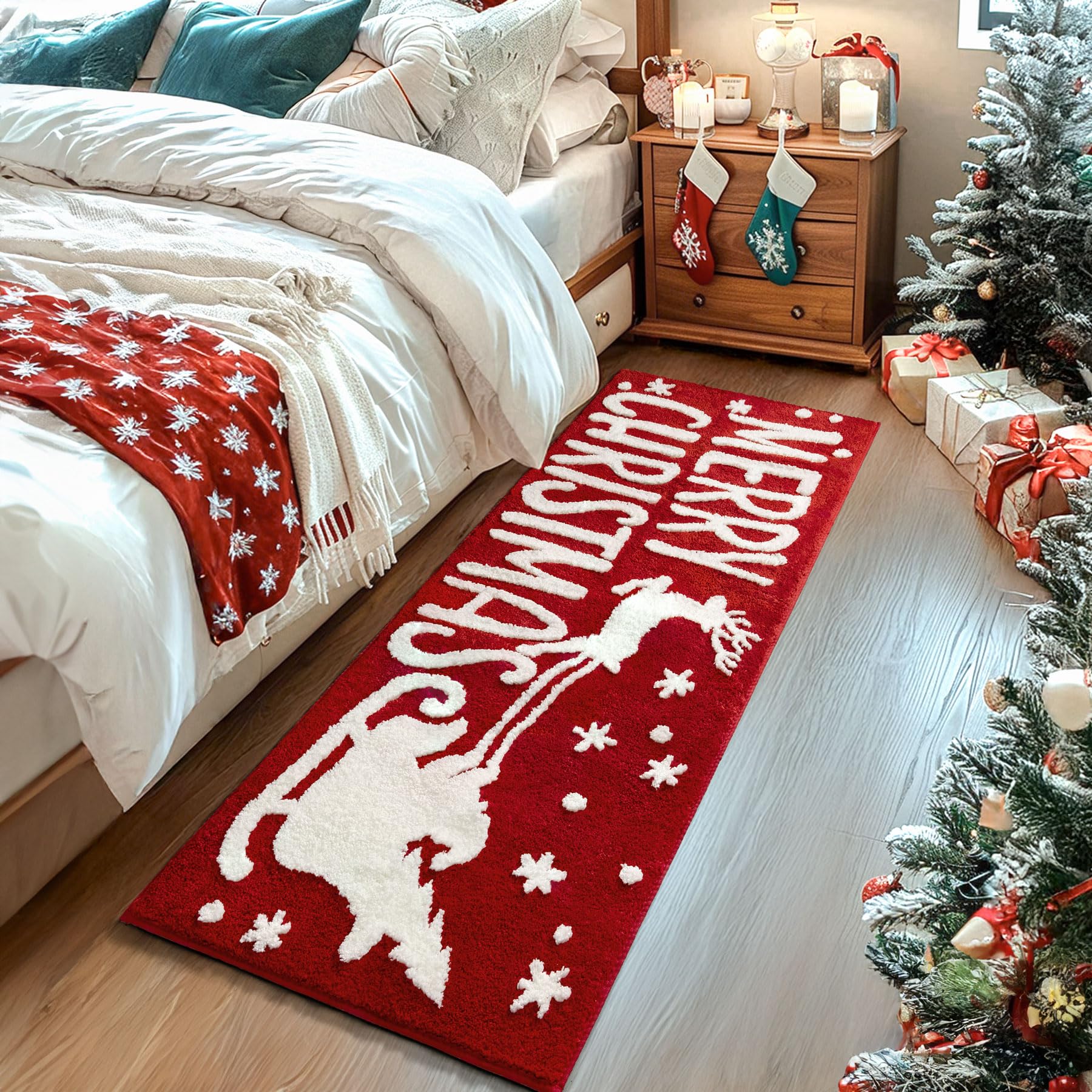 Nymphia Christmas Bath Mat, Red Bathroom Rugs Christmas Bathroom Decor, Extra Soft Absorbent Bath Rugs Cute Holiday Decorative N