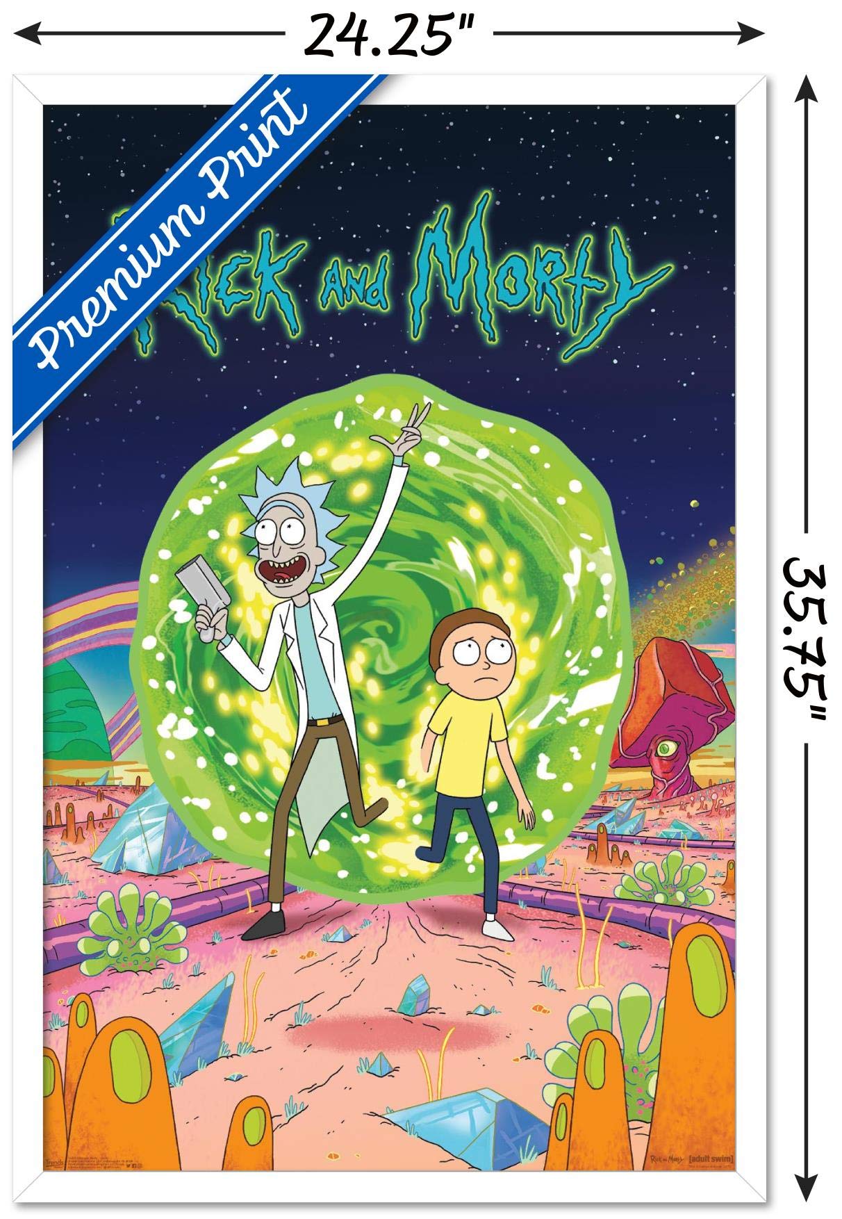 Trends International Rick And Morty - Cover Wall Poster, 22.375'' X 34'', White Framed Version