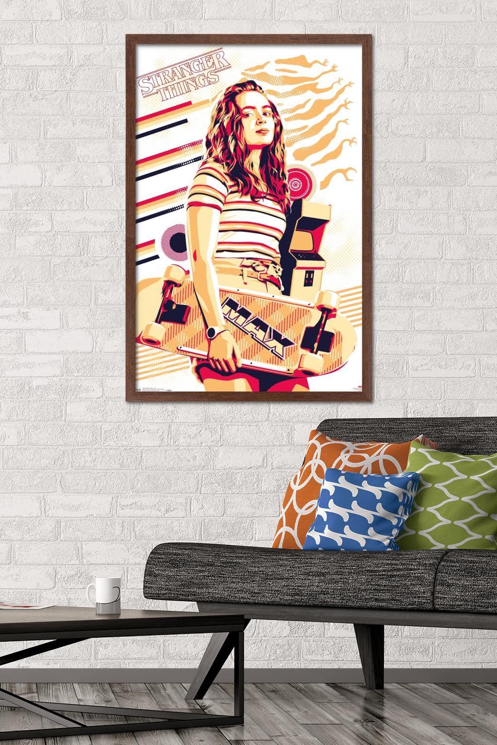 Trends International Netflix Stranger Things: Season 3 - Max Wall Poster, 22.375'' X 34'', Mahogany Framed Version