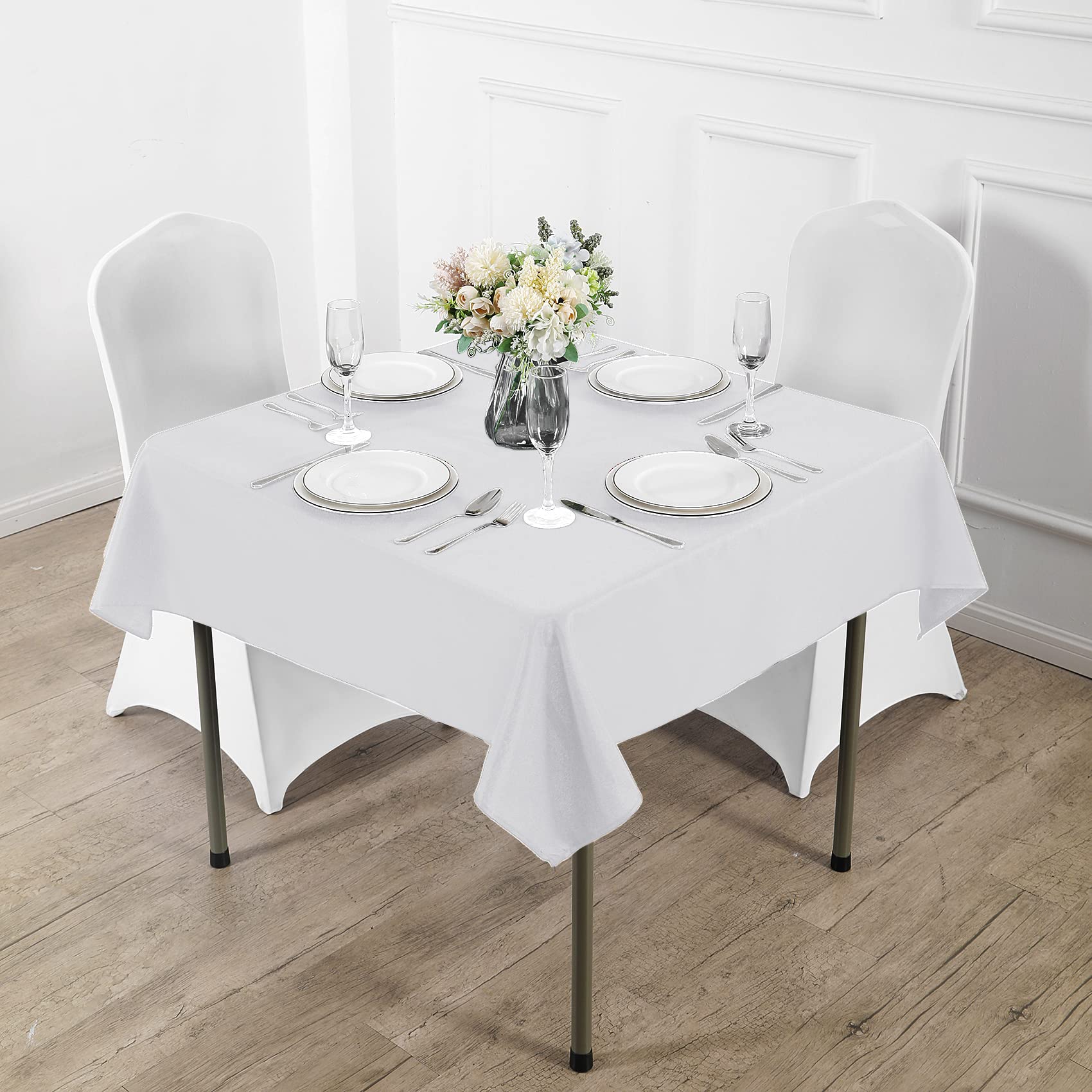 Fokitut 6 Pack Waterproof Round Tablecloth, 132 Inch, Stain Resistant And Wrinkle Polyester Table Cloth, Fabric Table Cover For