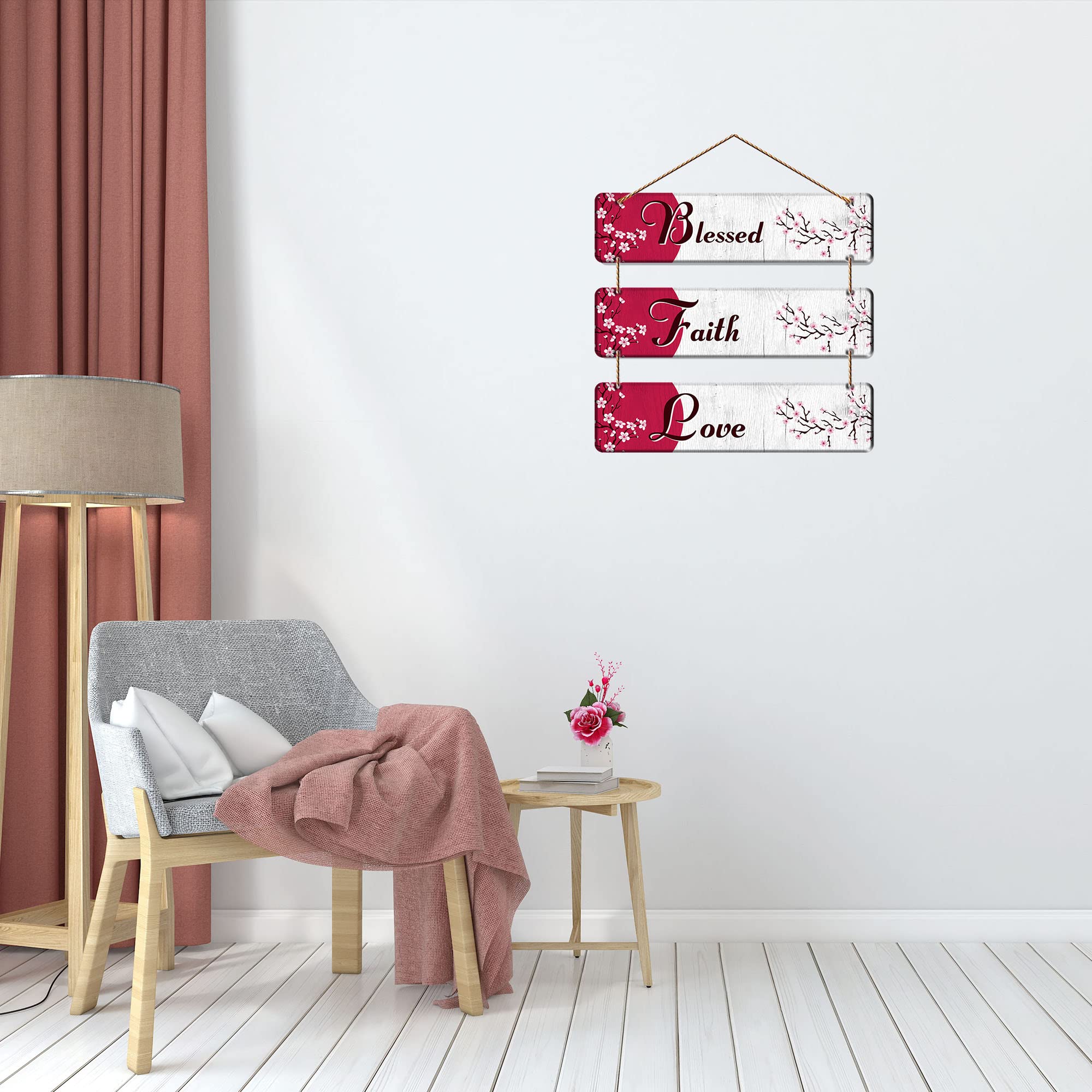 Artvibes Blessed Faith Love Wooden Wall Hanger for Home Decor | Office | Gifts | Bedroom | Living Room | Quotes Decorative Items