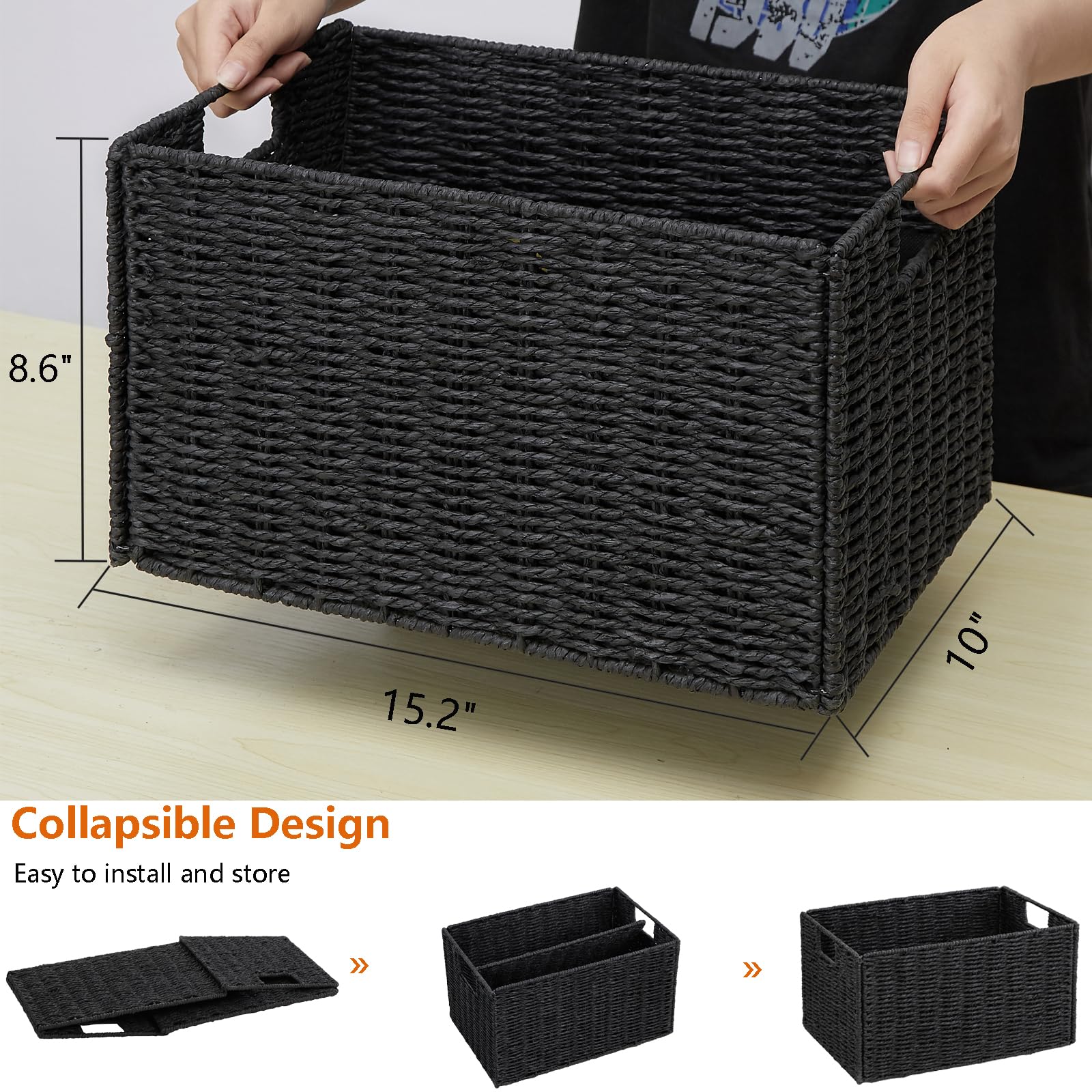 Vagusicc Wicker Storage Basket, Set of 2 Hand-Woven Paper Rope Wicker Basket, Small Storage Baskets for Organizing Toilet Paper