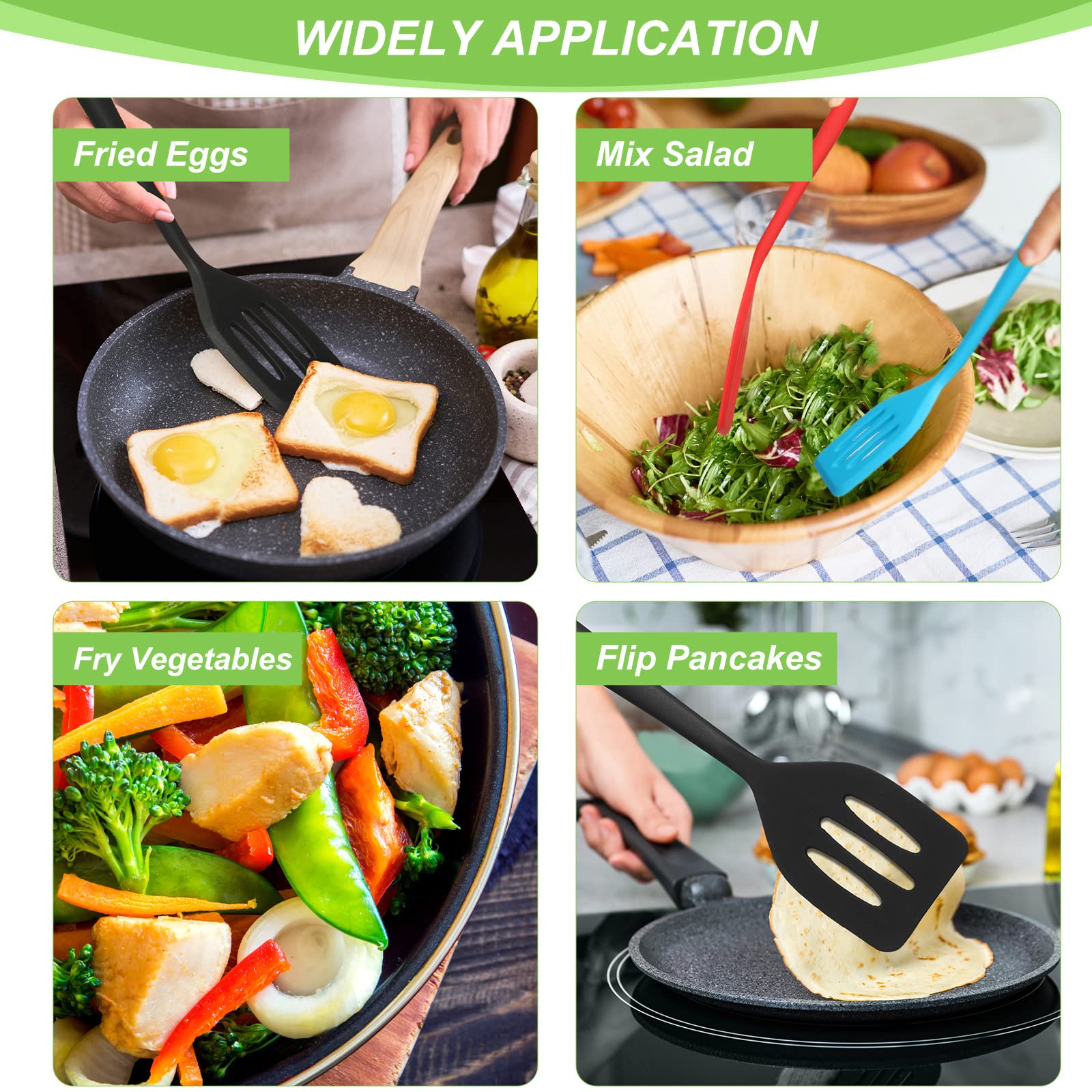 10 Pieces Mini Spatula Bulk Small Silicone Turner Heat Resistant Slotted Spatula Colorful Egg Spatula Flipper Non Stick Cookware