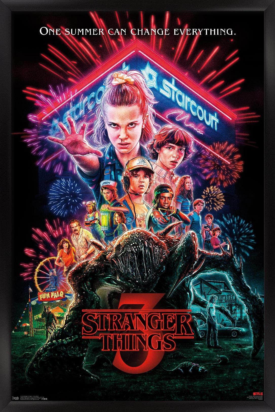 Trends International Netflix Stranger Things: Season 3 - One Sheet Wall Poster, 22.375'' X 34'', Black Framed Version