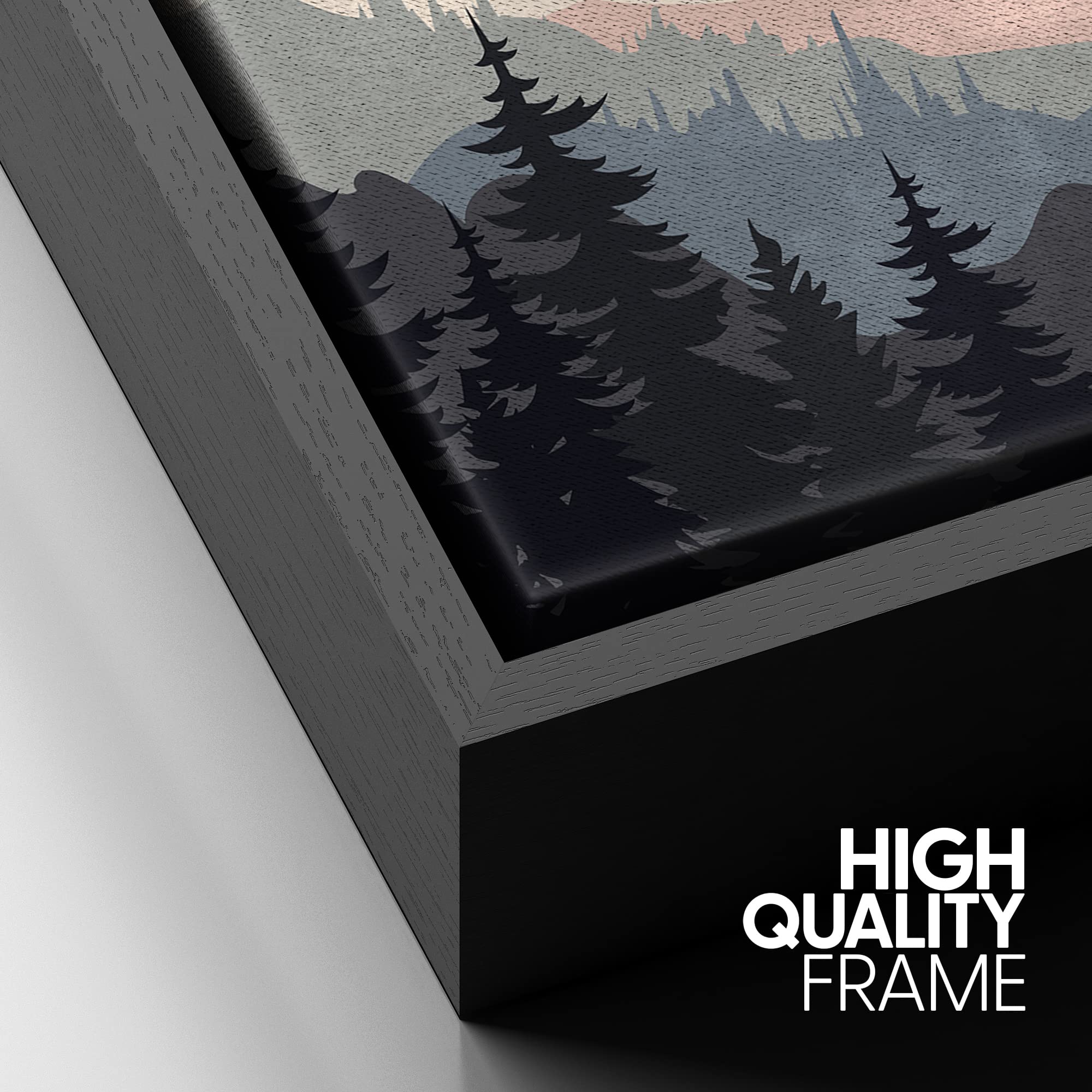 Signford Framed Canvas Print Wall Art Woodland Nursery Decor Sunrise Pastel Mountain River Nature Wilderness Modern Art Decorati