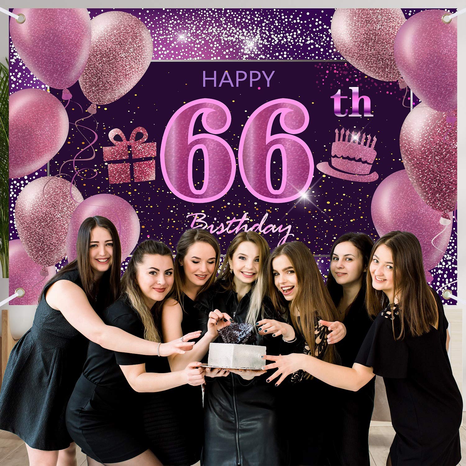 66Th Birthday Decorations For Girls Imisi Happy Birthday Banner Pink Decorations For A Party Birthday Backdrop For Women