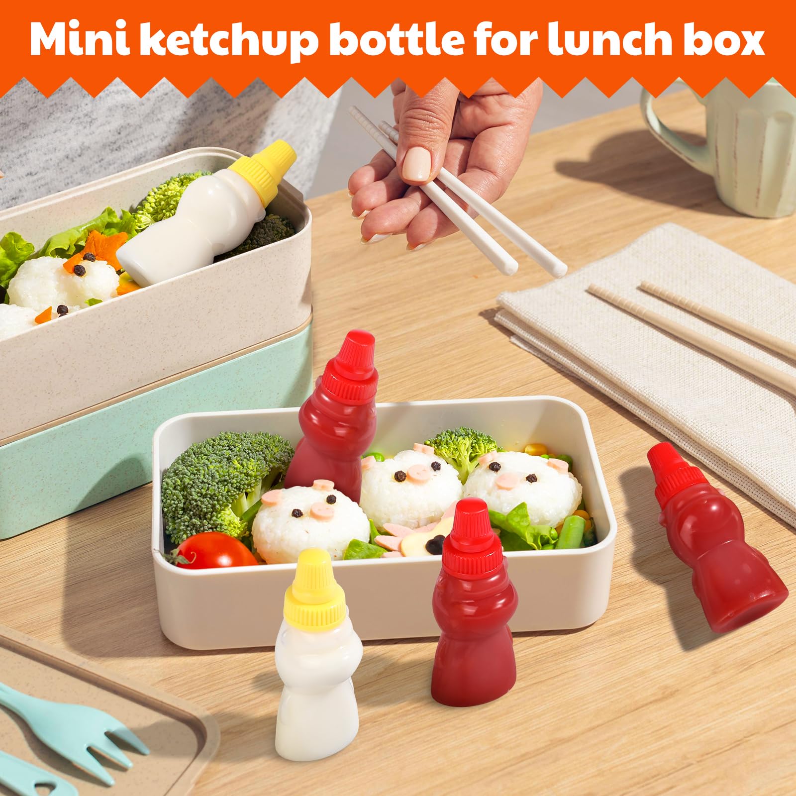 Wxoieod 4 Pieces Bear Shape Mini Condiment Bottles, 1 Oz Mini Ketchup Bottle For Lunch Box, Small Travel Squeeze Squirt Containe