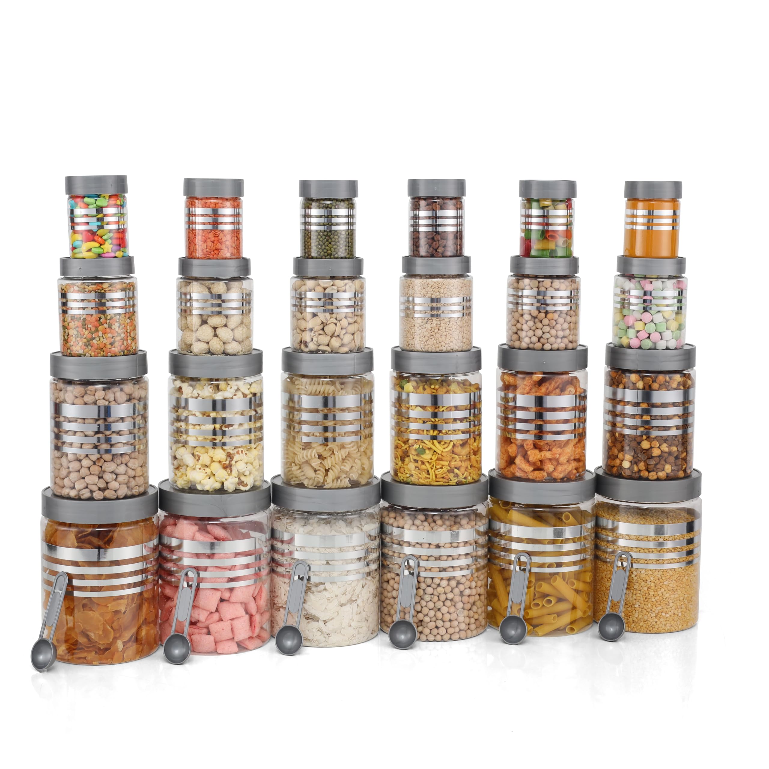 Codenitro Kitchen Food Storage Container Set Transparent Pet Material Airtight Round Containers 1200Ml 650Ml 350Ml 250Ml Easy Or