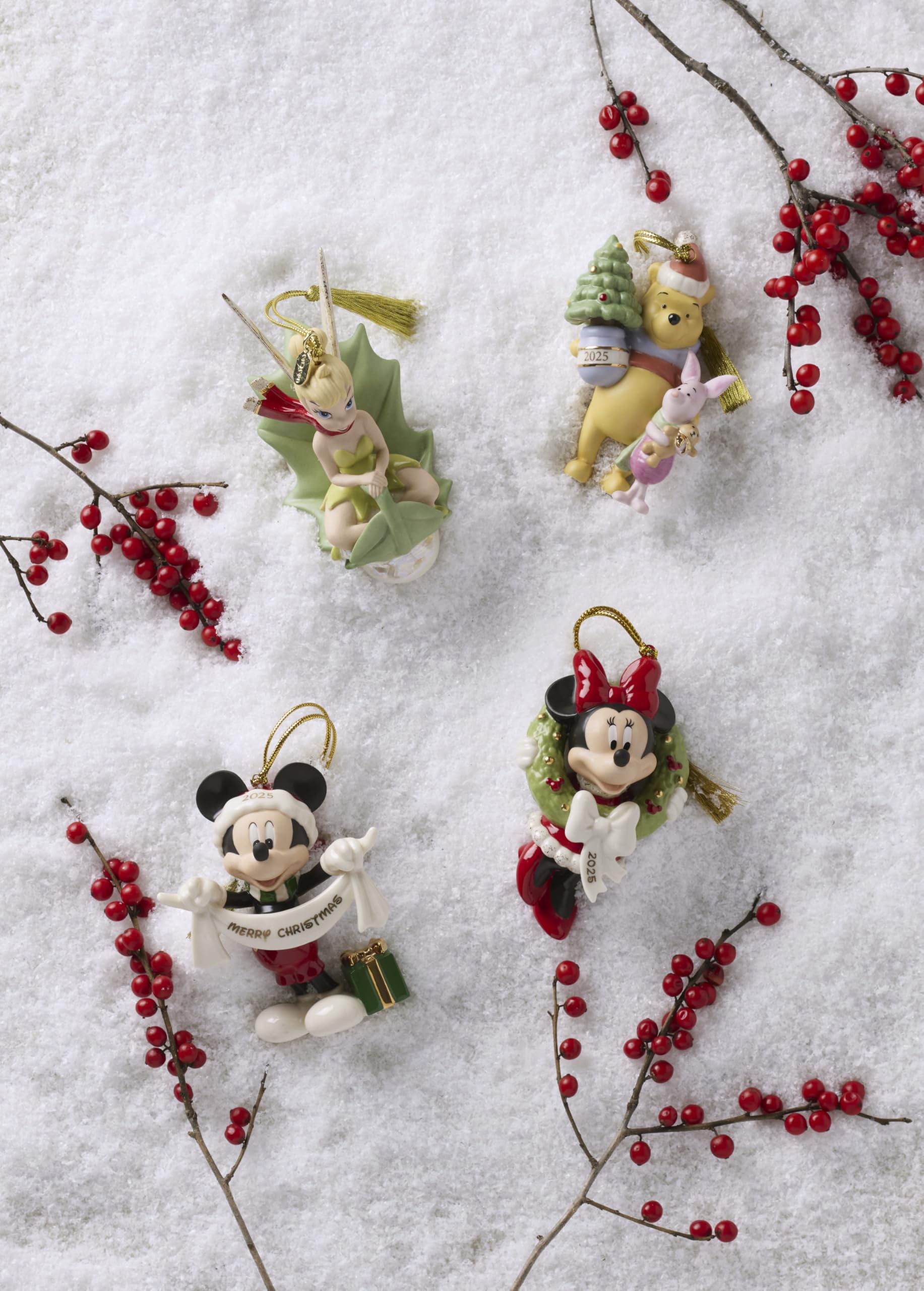 Lenox Ornament, 2025 Tinker Bell Sledding Ornament, Porcelain with Gold Accents, Hanging Cord for Christmas Tree Decoration, Chr