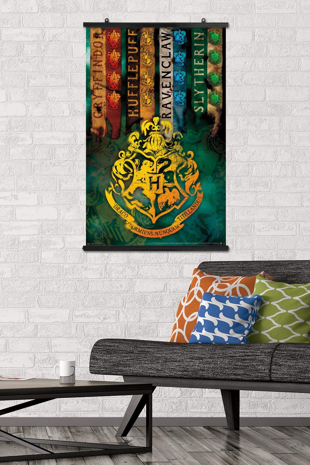 Trends International The Wizarding World: Harry Potter - House Crests Wall Poster, 22.375'' X 34'', Poster & Clip Bundle