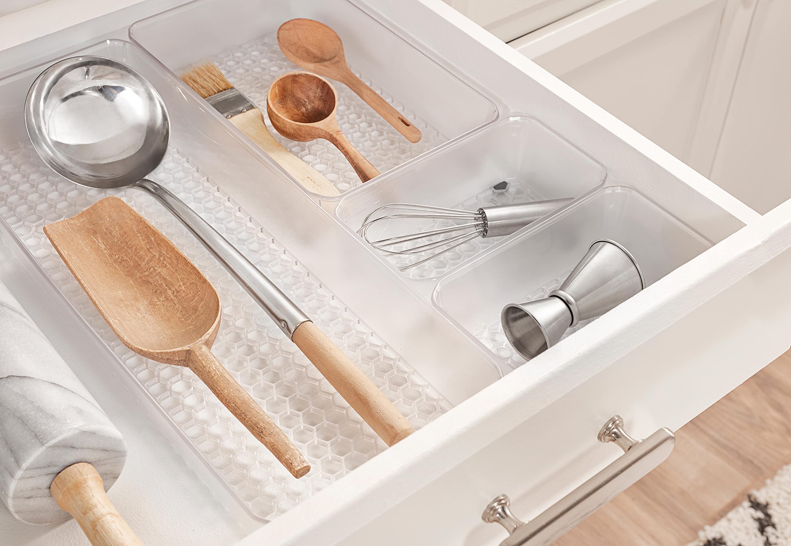 Spectrum Diversified Hexa Drawer Organizer Tray Modern Kitchen Cutlery, Utensil, Silverware Holder, Cabinet Storage, 6 X 12, Cle