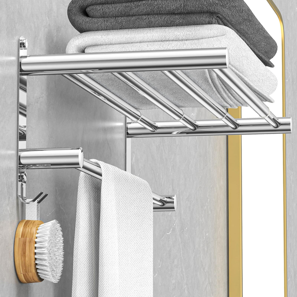 Caximsy Adjustable Towel Bar For Bathroom Wall Mount17-30.7Inch Adhesive Shower Towel Rack Stainless Steel Bath Towel Holders Fo
