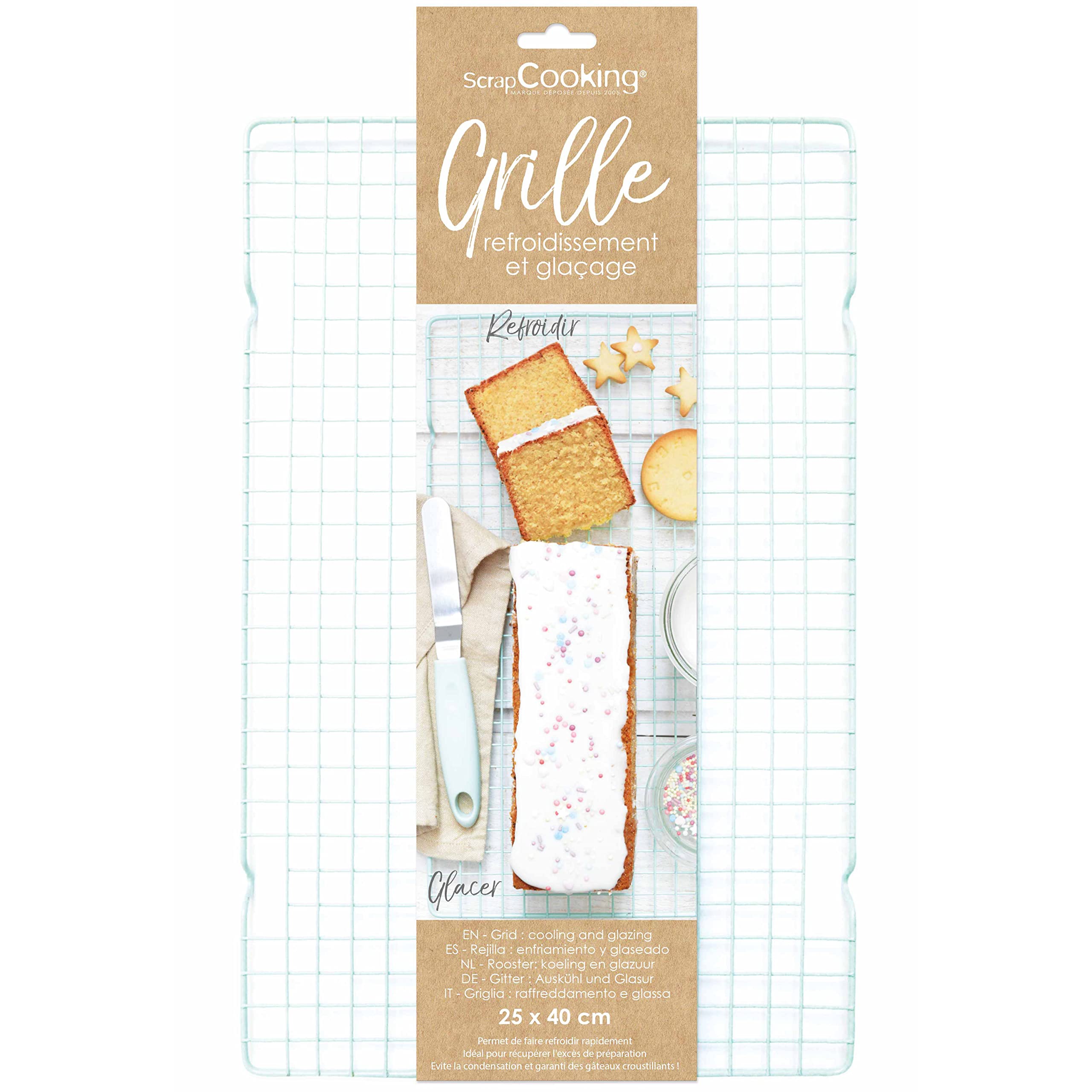 SCRAP COOKING - Cooling & Icing Pastry Rack - 25 x 40 cm - Topping for Cakes, Desserts, Biscuits, Pies, Breads, Pastries - Volet