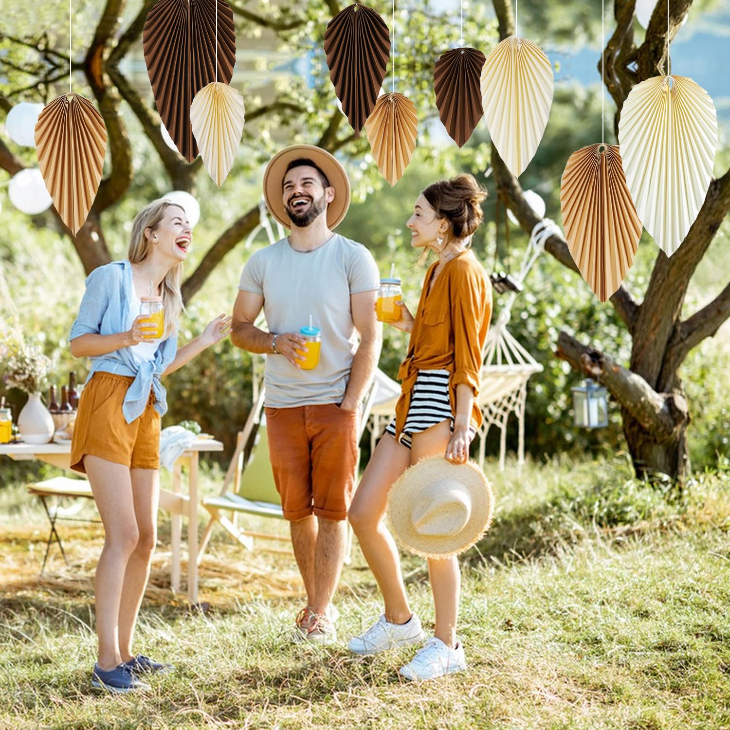 Sunbeauty Boho Paper Fans Party Decorations Paper Leaves For Decoration Natural Party Decorations Paper Fans Classroom Decoratio