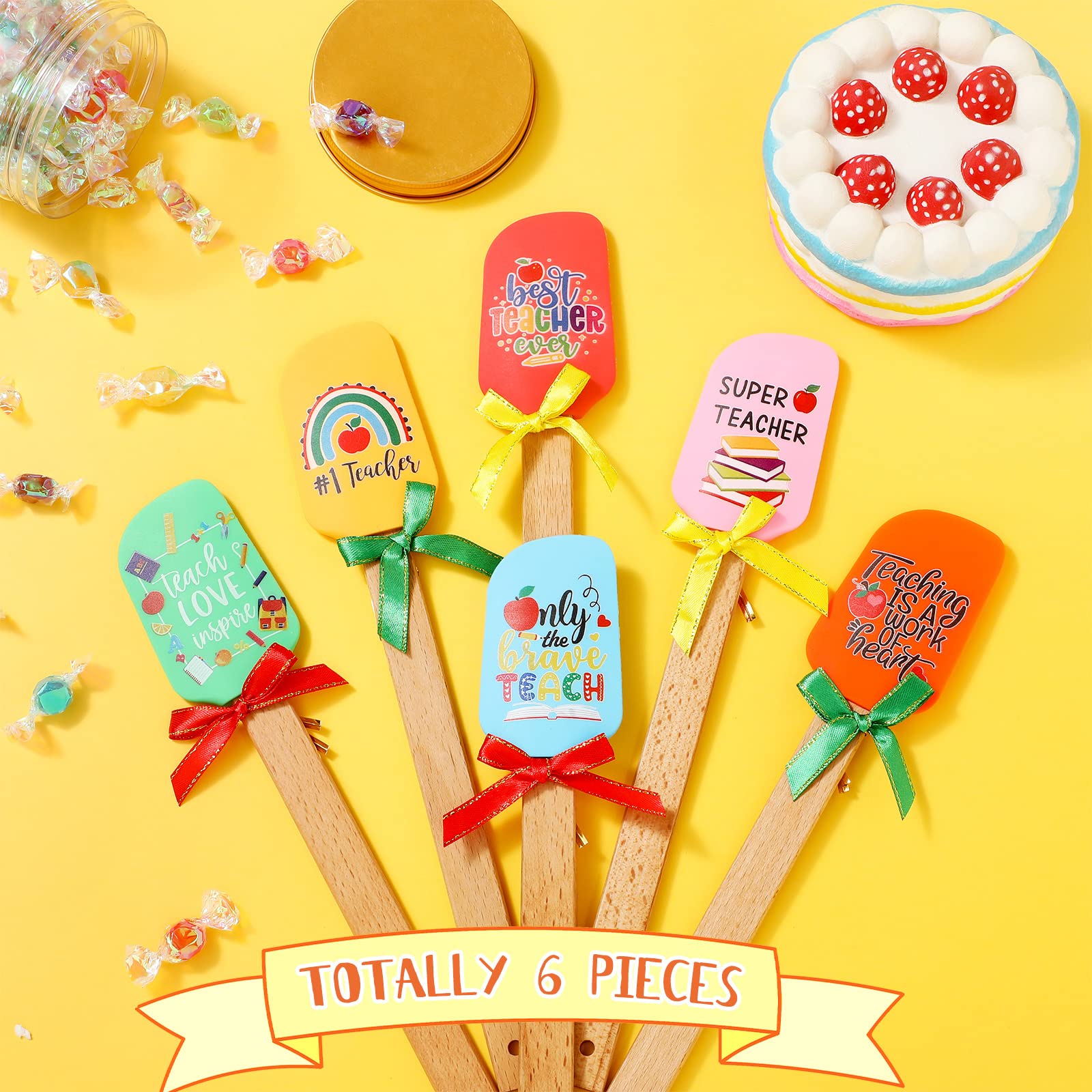 6 Sets Silicone Spatula Teacher Appreciation Gifts Funny Baking Tool With Colorful Ribbon Bows Teacher Appreciation Week Crafts