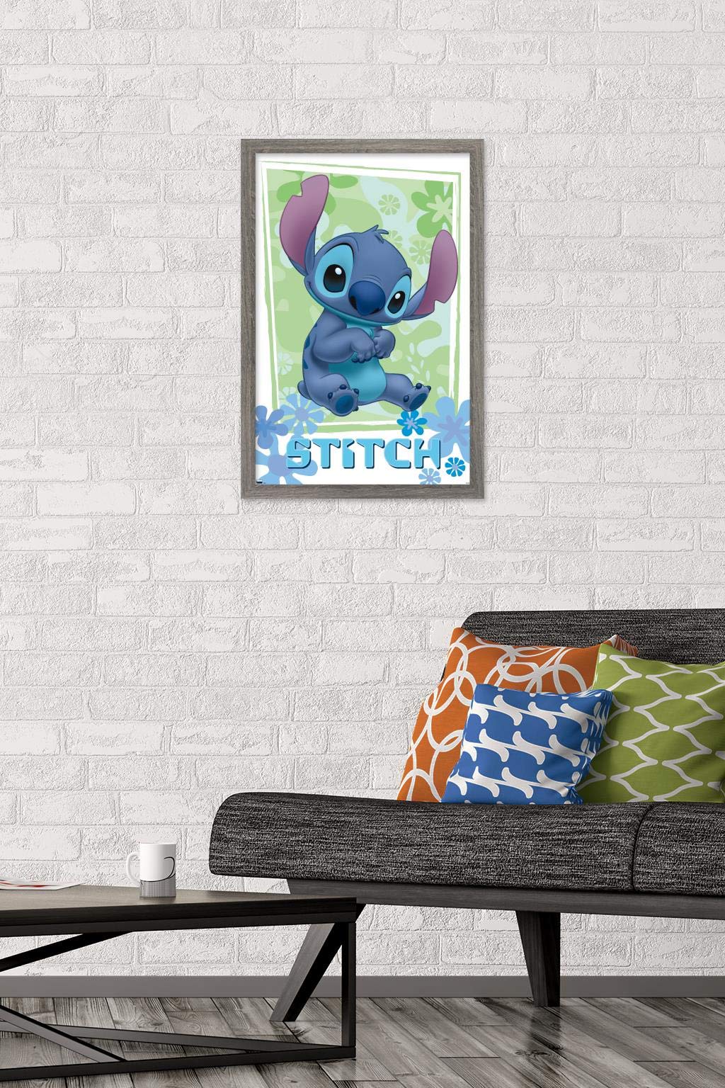 Trends International Disney Lilo And Stitch - Flowers Wall Poster, 14.725'' X 22.375'', Barnwood Framed Version