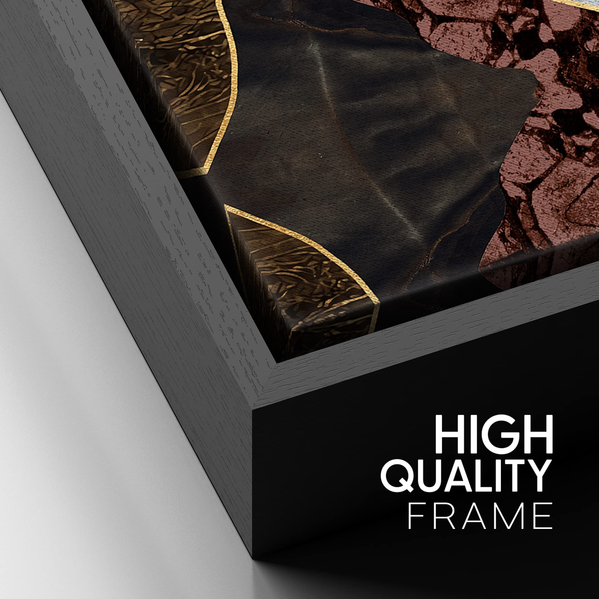 Signford Framed Canvas Print Wall Art Gold Moon Granite Marble Mountain Range Nature Wilderness Illustrations Modern Art Decorat