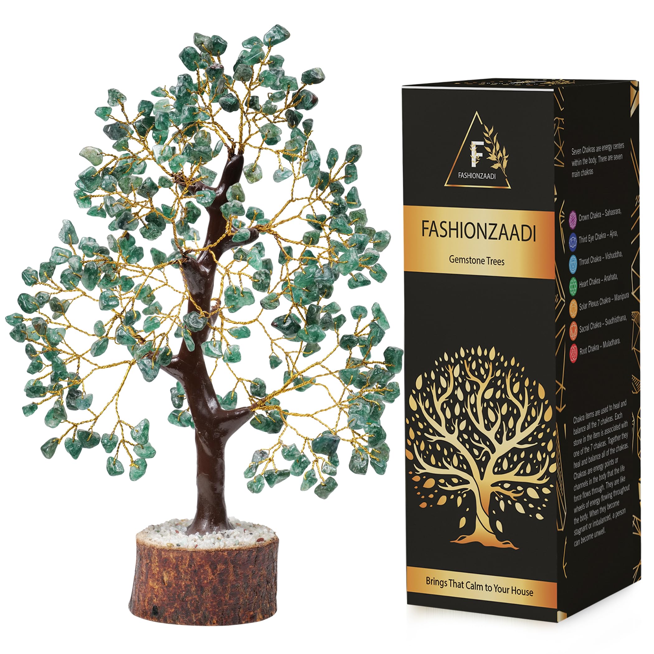 FASHIONZAADI Aventurine Crystals, Crystal Tree of Life, Gemstone Tree, Feng Shui Money Tree, Chakra Crystals, Energy Crystals, G