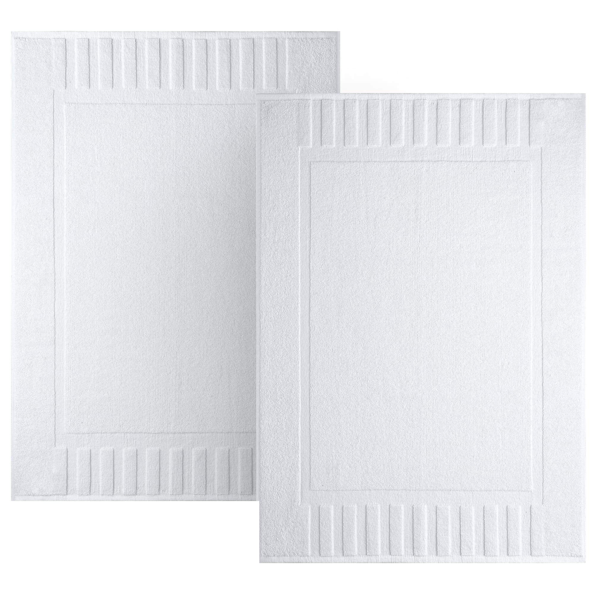 White Classic Luxury Bath Mat Floor Towel Set - Absorbent Cotton Hotel Spa Shower/Bathtub Mats [Not a Bathroom Rug] 22''x34'' | 2 Pack | Green