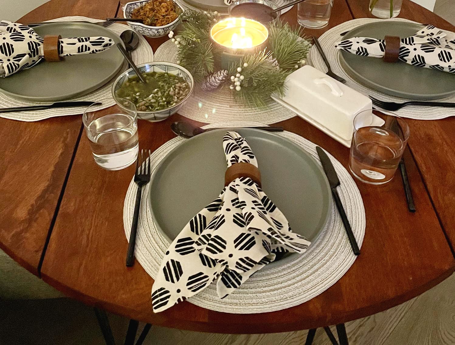 Taran Geometric Beige Print Cotton Dinner Napkins Set Of 12 | 18X18 Inches | 100% Natural, Reusable Linens For Dinner, Events, W