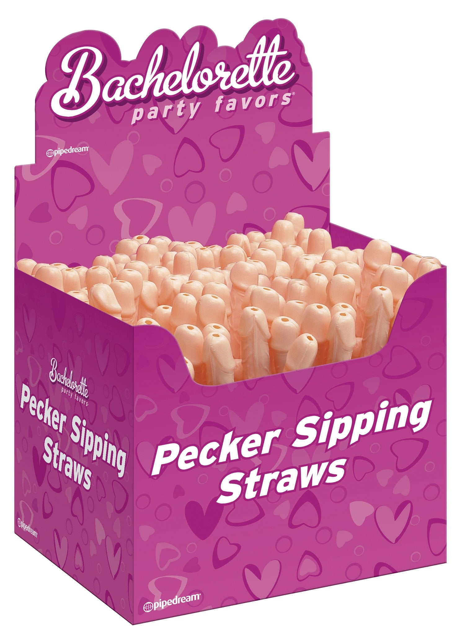 Bachelorette Party Favors Pecker Sipping Straw Display Flesh, 144 Count