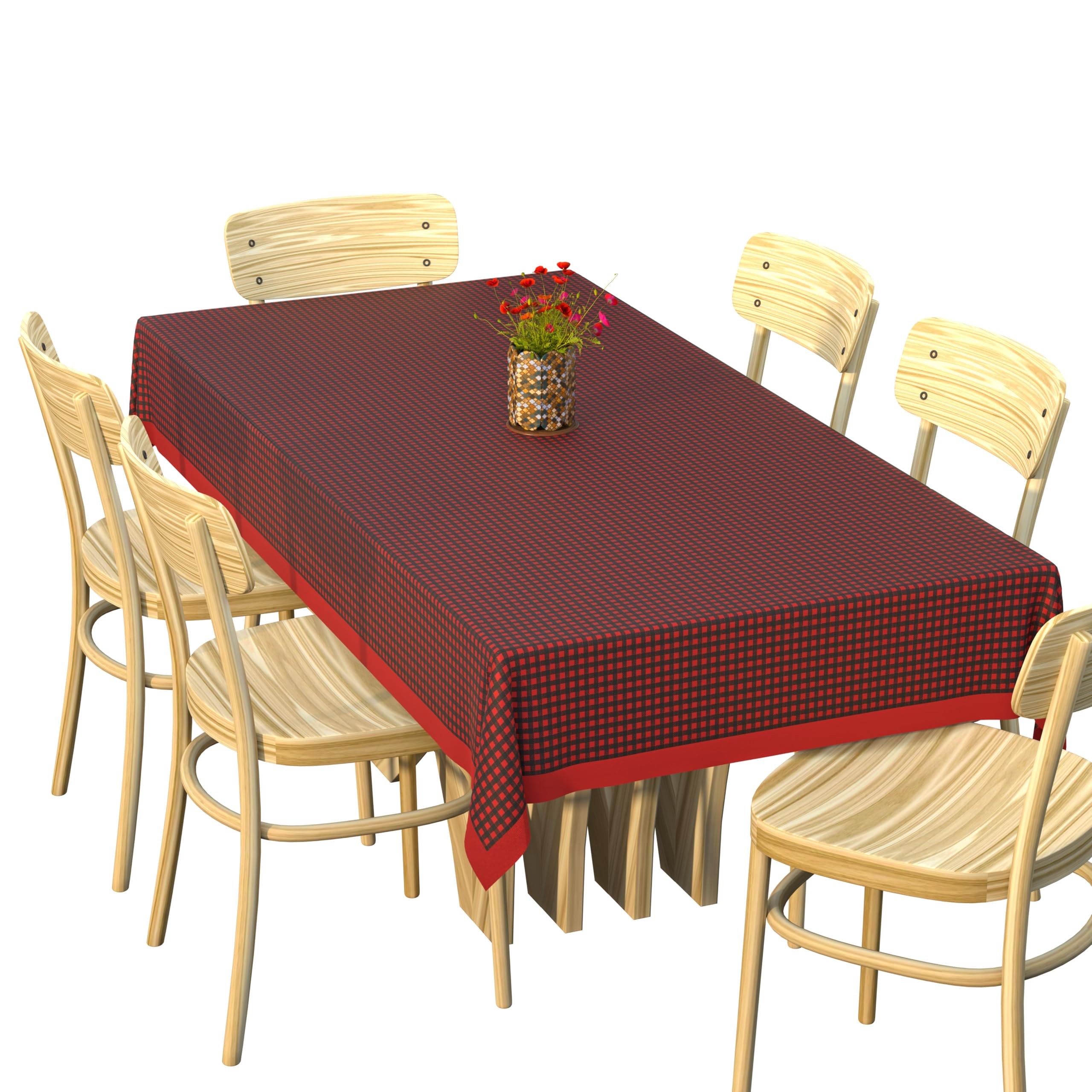 Kuber Industries Cotton Checkered Design 6 Seater Dining Table Cover (60 x90 inch, Maroon)  CTKTC40137