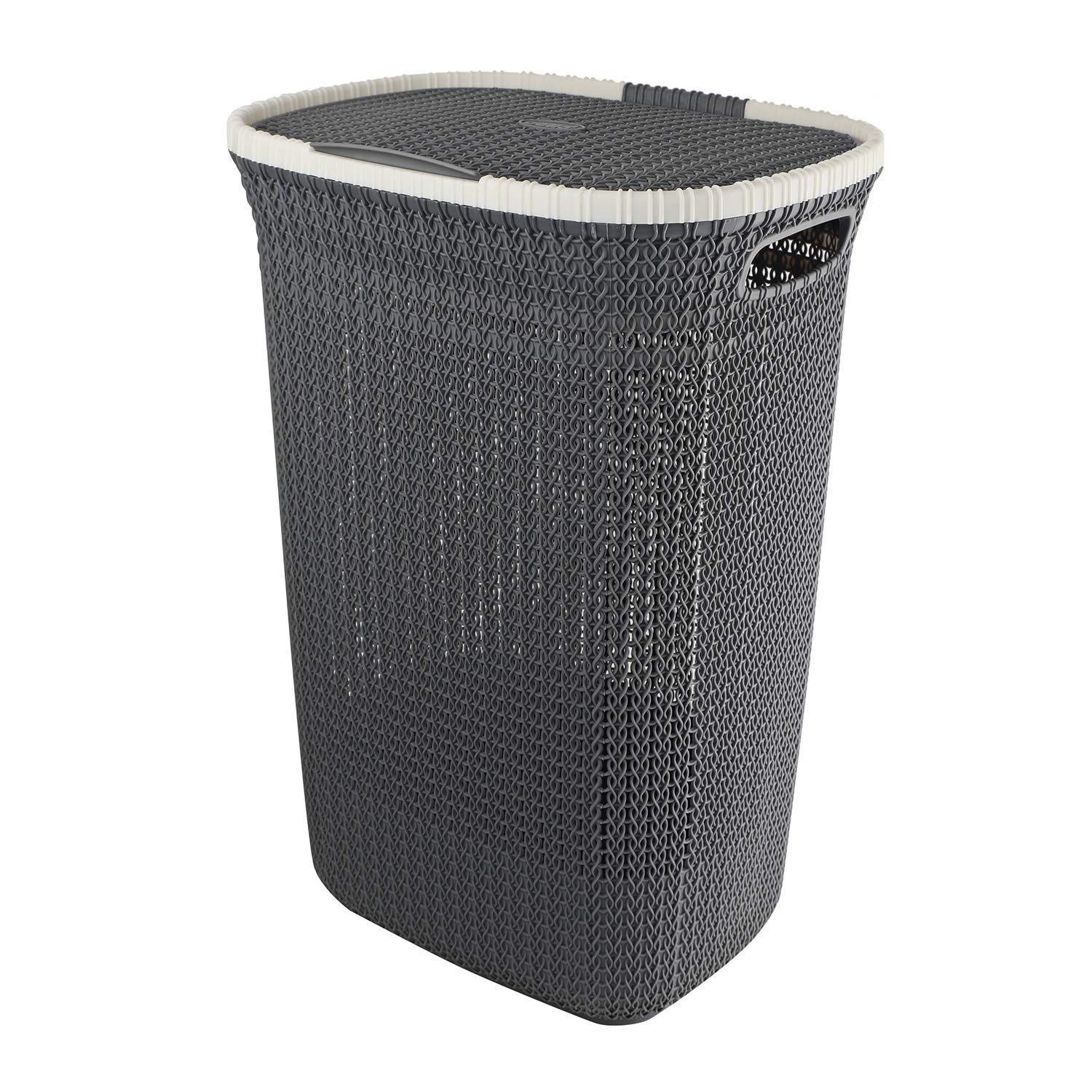 Cello Creta Laundry Bag/Basket With Lid, Grey, 50 Ltrs.