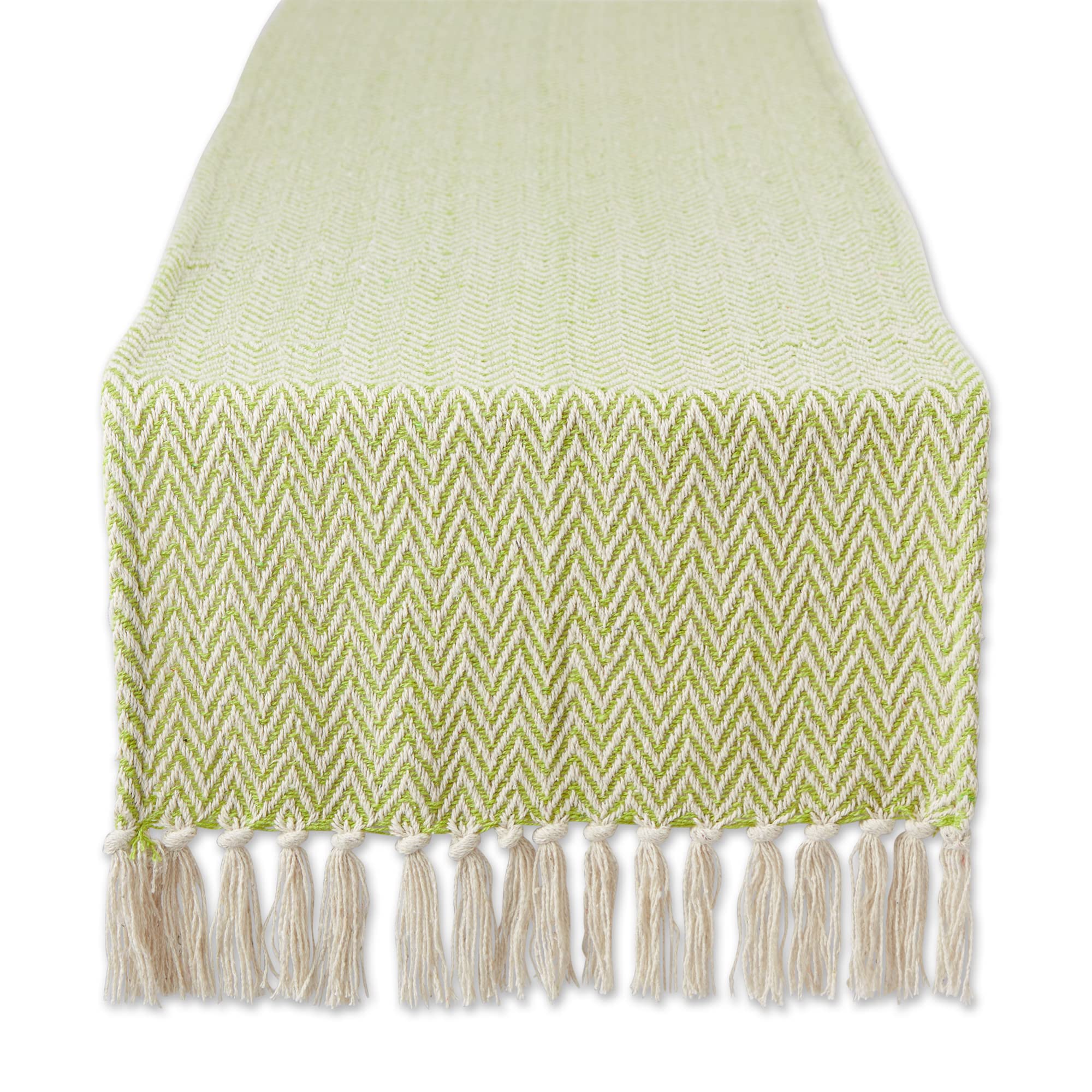 AVOCADO HANDLOOM CHEVRON TABLE RUNNER 15x108