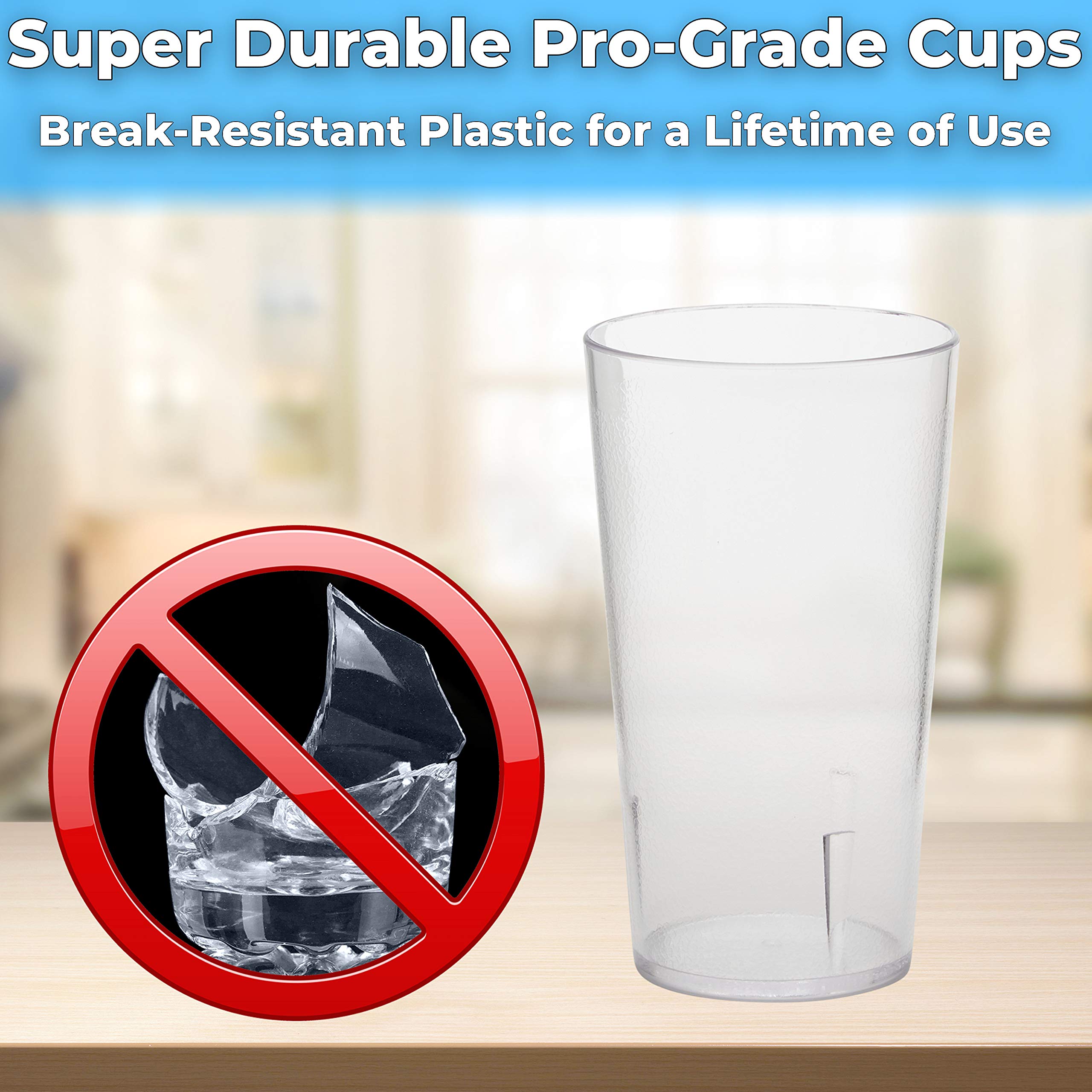 Restaurant Grade Bpa Free 12Oz Clear Plastic Cup 24Pk. Break Resistant Drinking Glasses. Reusable, Stackable & Shatterproof. Bes