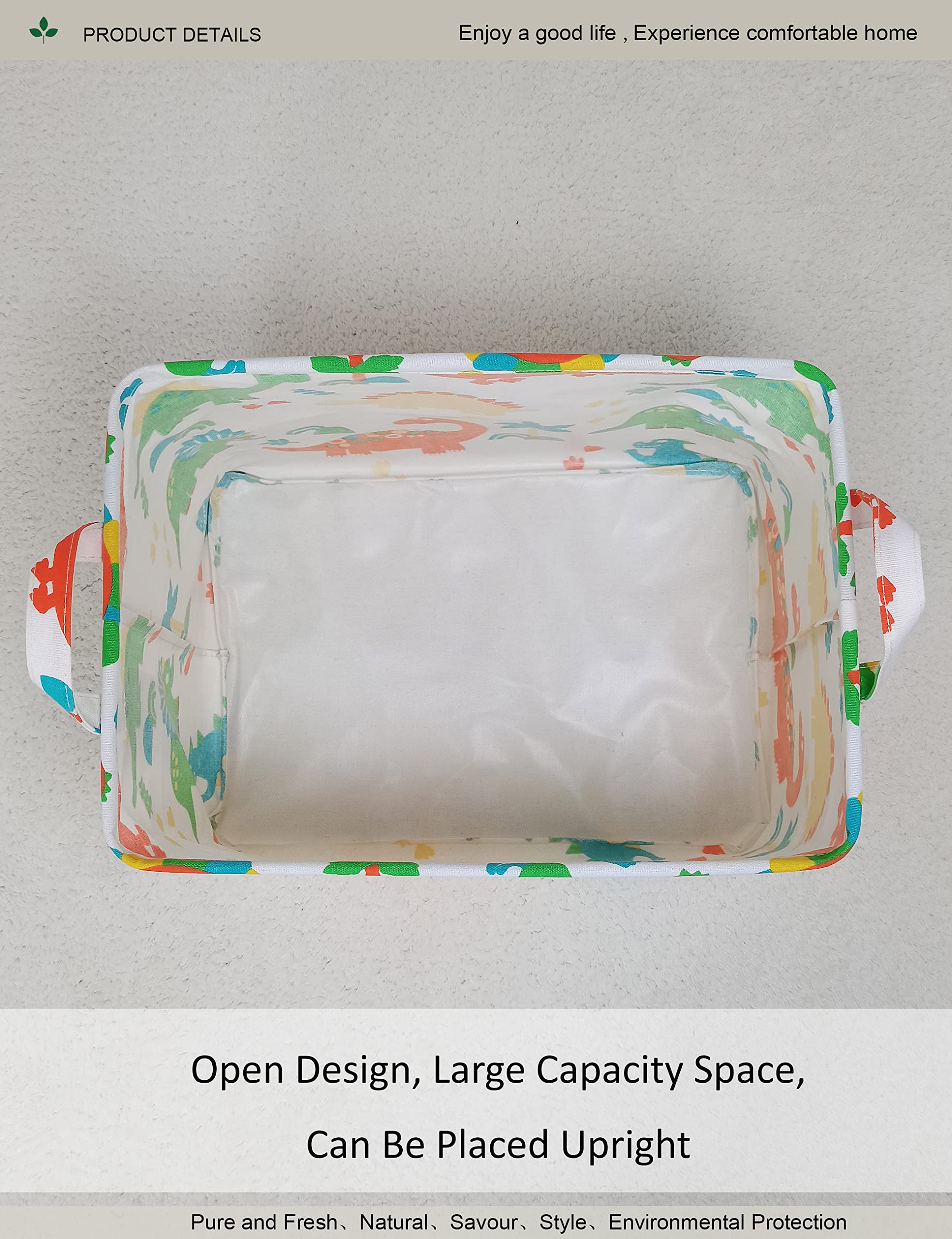ONOEV Rectangular Folding Laundry Basket  Canvas Basket Nersury Hamper Suitable for Children Office Bedroom Clothes Toys Storage(Dinosaur Paradise) (1)