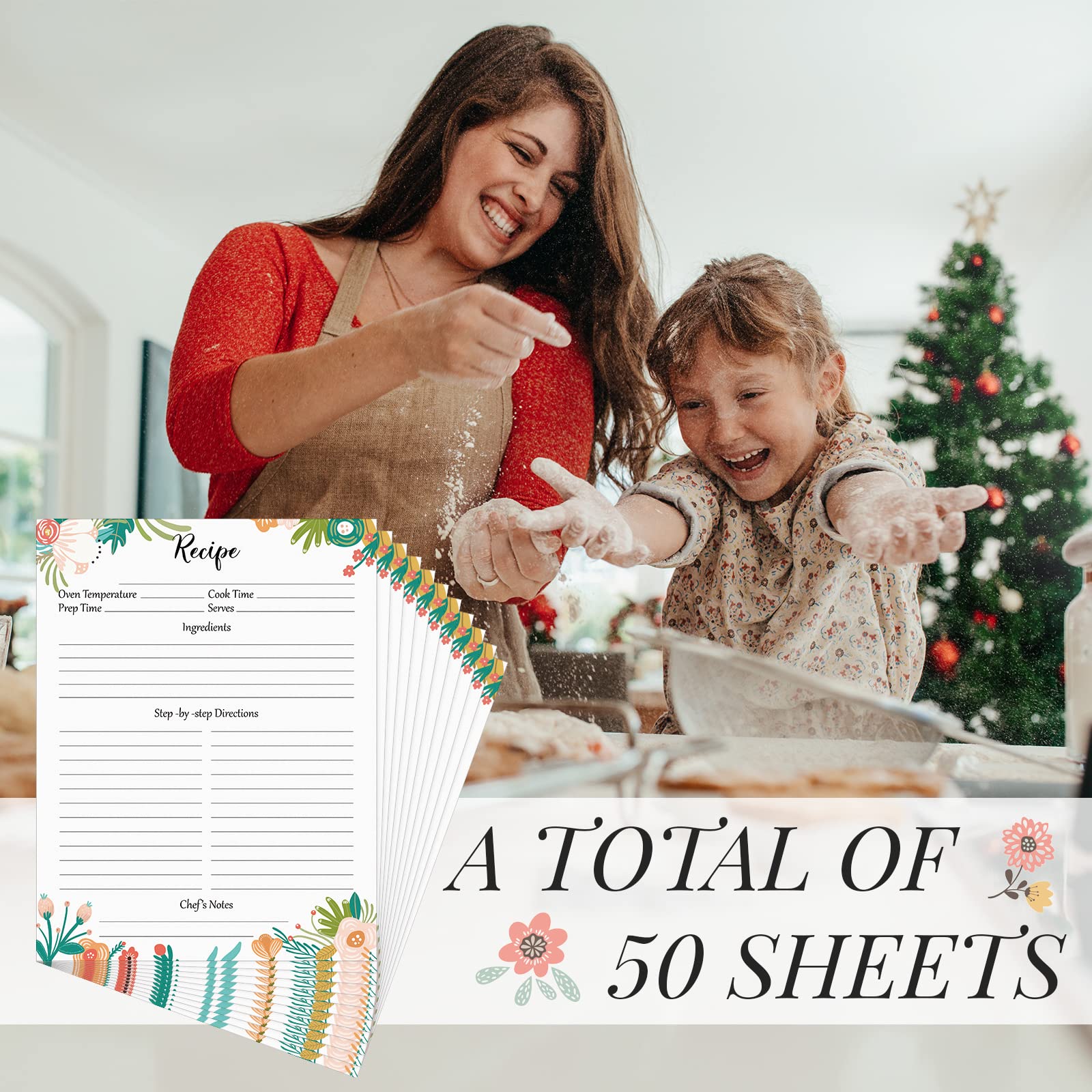 50 Sheets Recipe Paper Full Size Recipe Refill Pages 8.5 X 11 Inch Recipe Cards For Recipe Binder Book