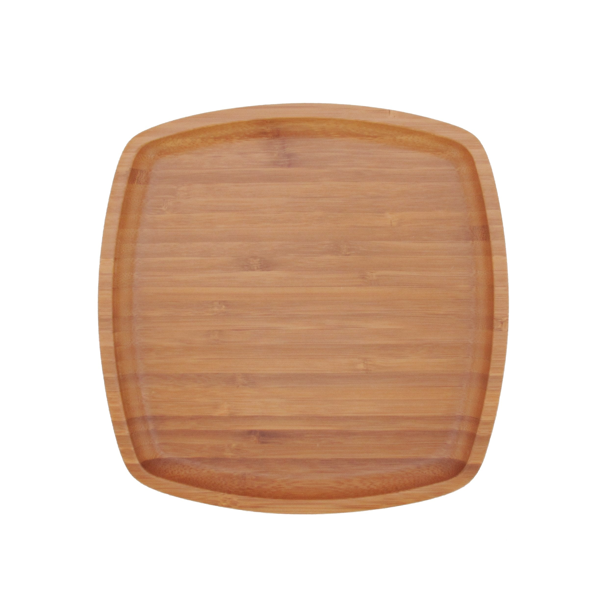 Bamboomn 8'' X 8'' Natural Bamboo Decorative Display Table Top Tea Serving Tray Plate Holder For Coffee Dining Table, Countertop
