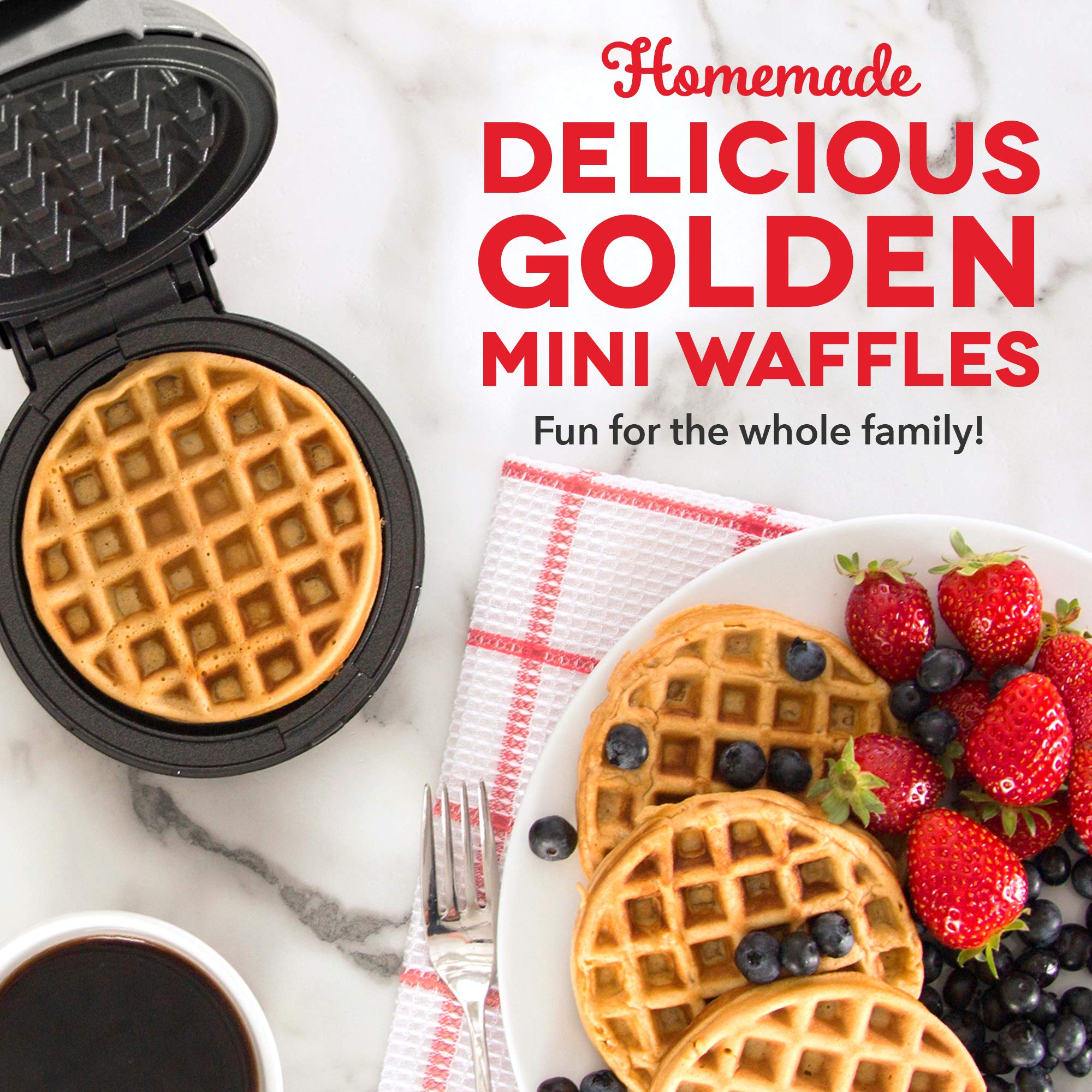 Dash Dmw001Sl Mini Maker For Individual Waffles, Hash Browns, Keto Chaffles With Easy To Clean, Non-Stick Surfaces, 4 Inch, Silv