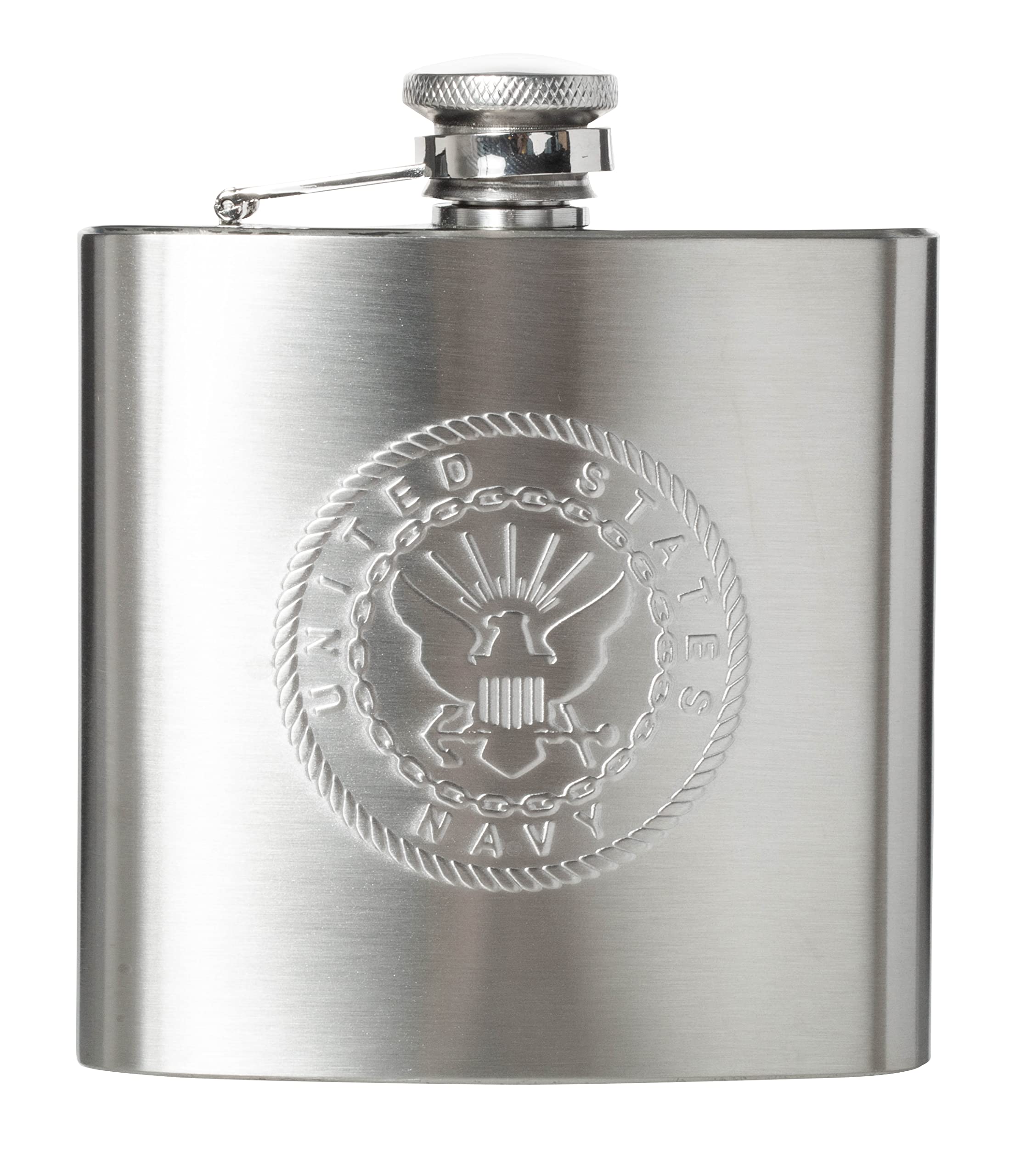 Officially Licensed United States Navy Emblem Stainless Steel 6oz Hip Flask