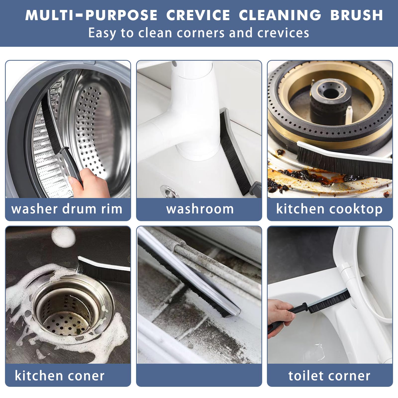Loyuril Crevice Cleaning Brush, 2024 New Multifunctional Gap Cleaning Brush Tool, Thin Scrub Brush, Grout Cleaner Brush Hard Bri