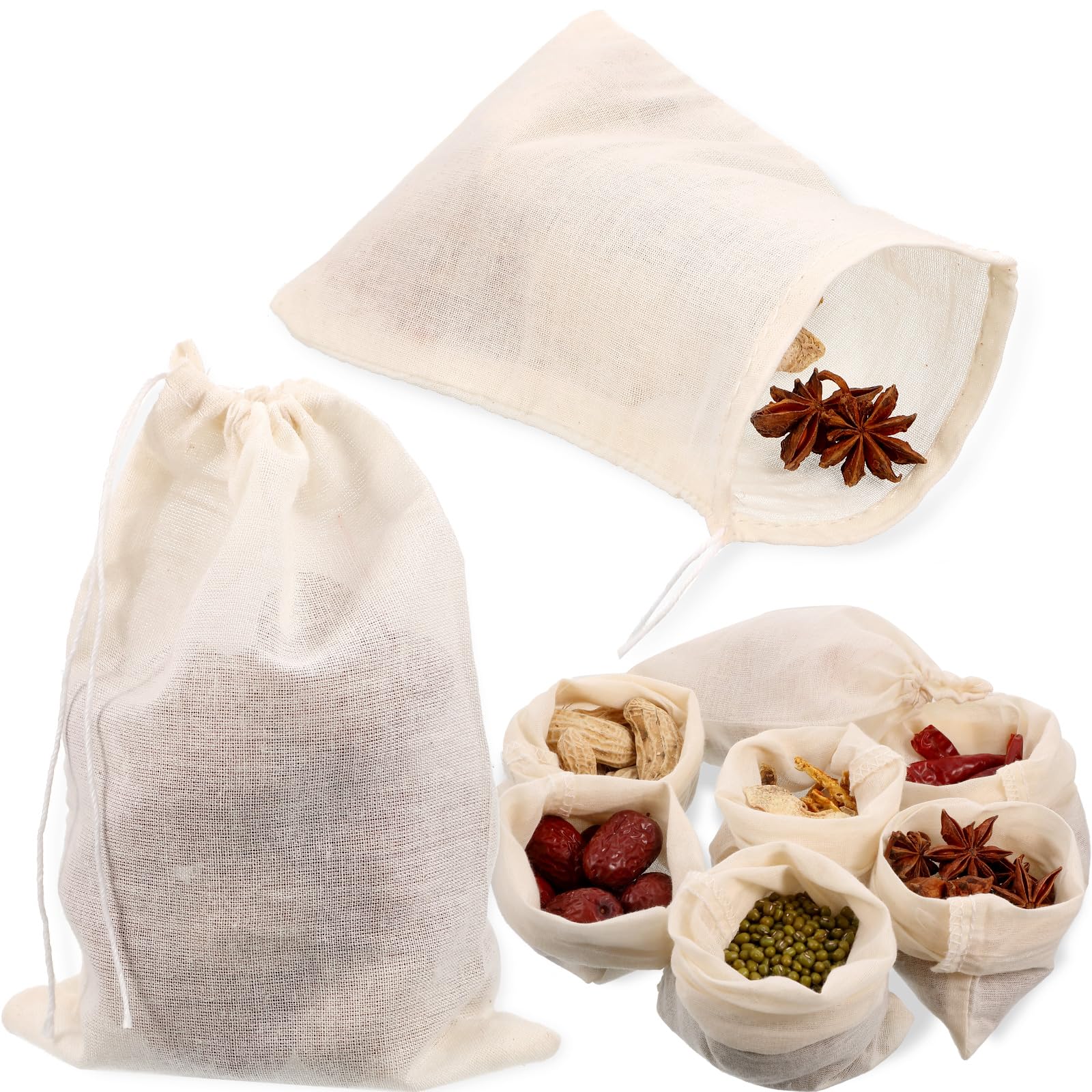 24 Pieces Spice Bags For Cooking Cheesecloth Bags For Straining Reusable Empty Tea Bags Drawstring Soup Bags Muslin Bags (5 X 6