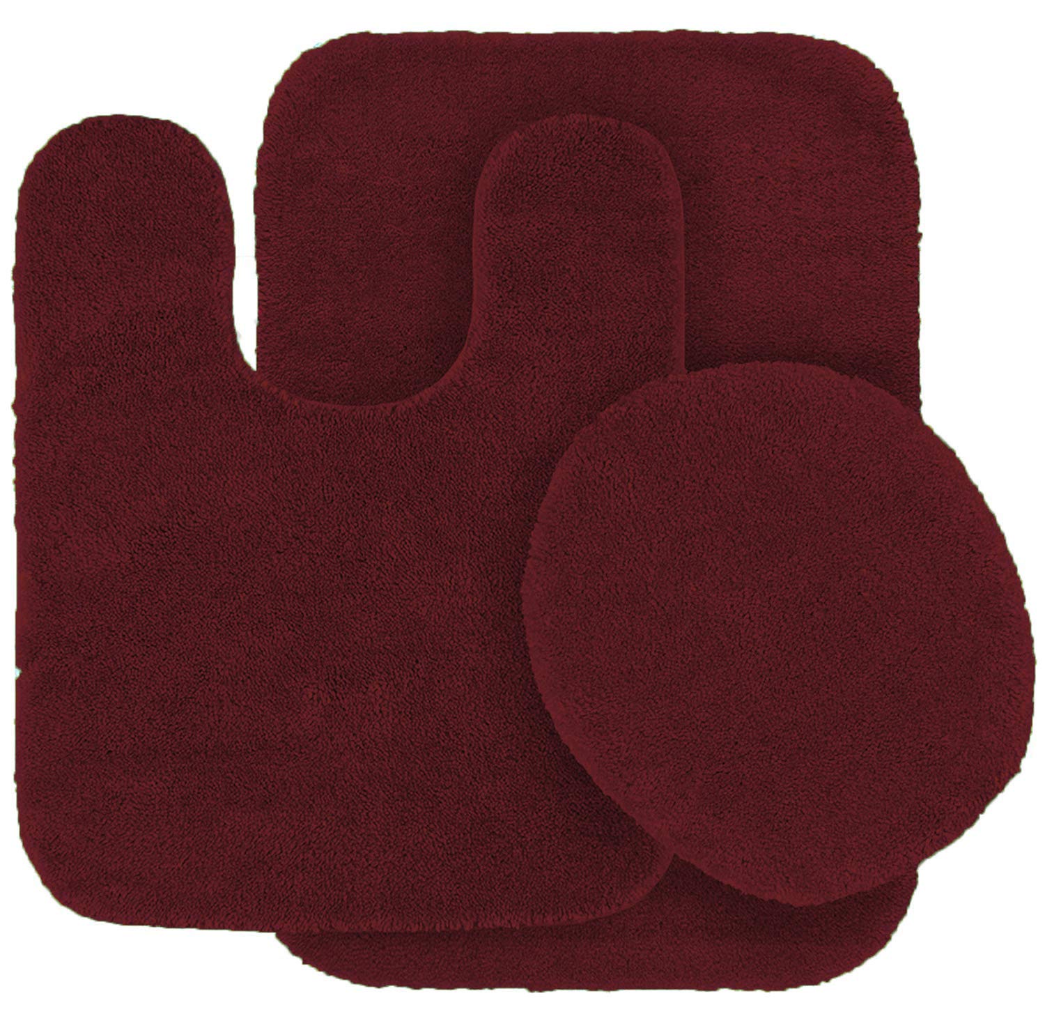 3 Pc Solid Burgundy Bathroom Rug Set Bath Mats Bath Set Super Soft Anti Slip Soft Mats New