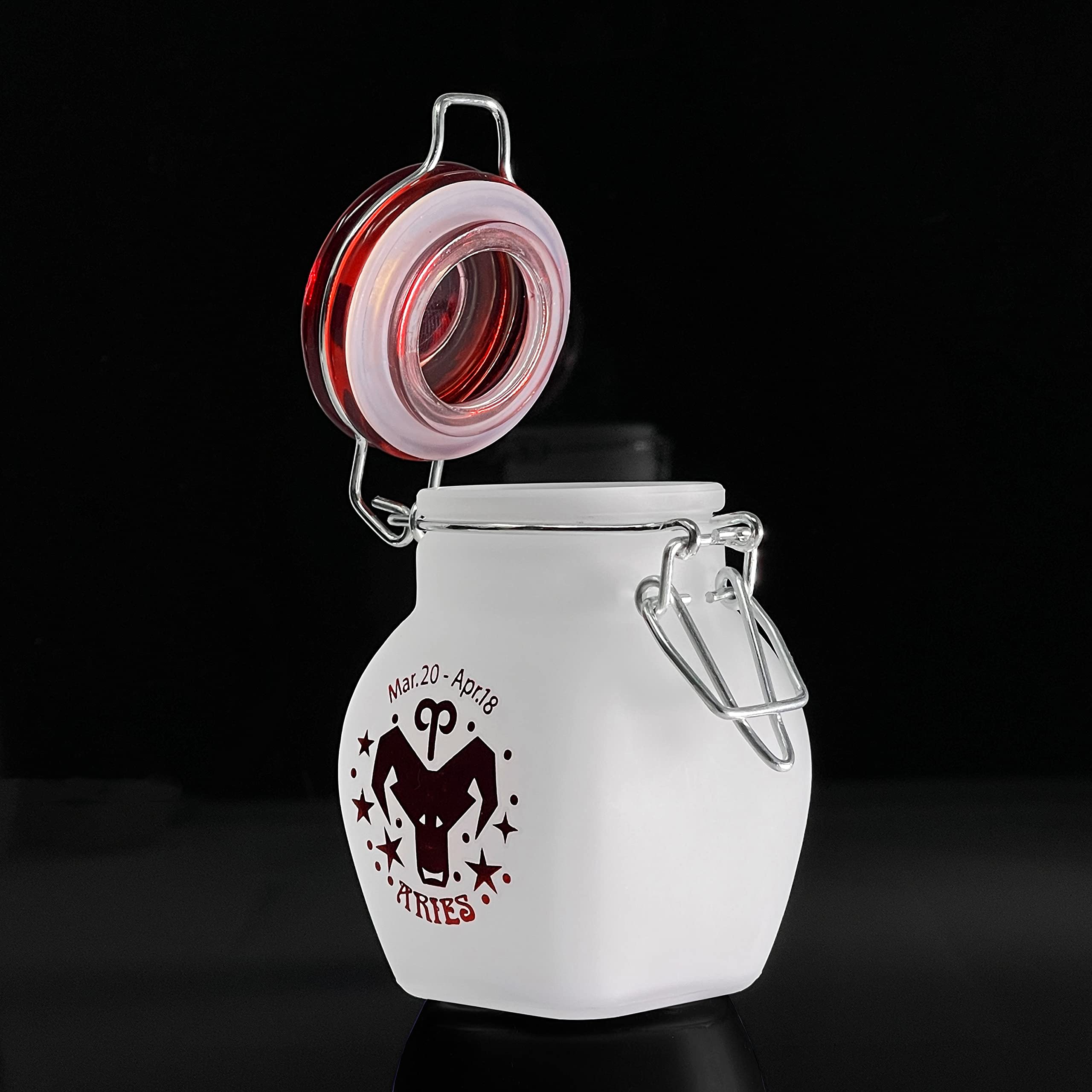 Ted Miller Innovation Zodiac Sign Quarter Oz (125Ml) Smell Proof Airtight Glass Storage Jar, 3.25'' (Aries Astrology Sign)