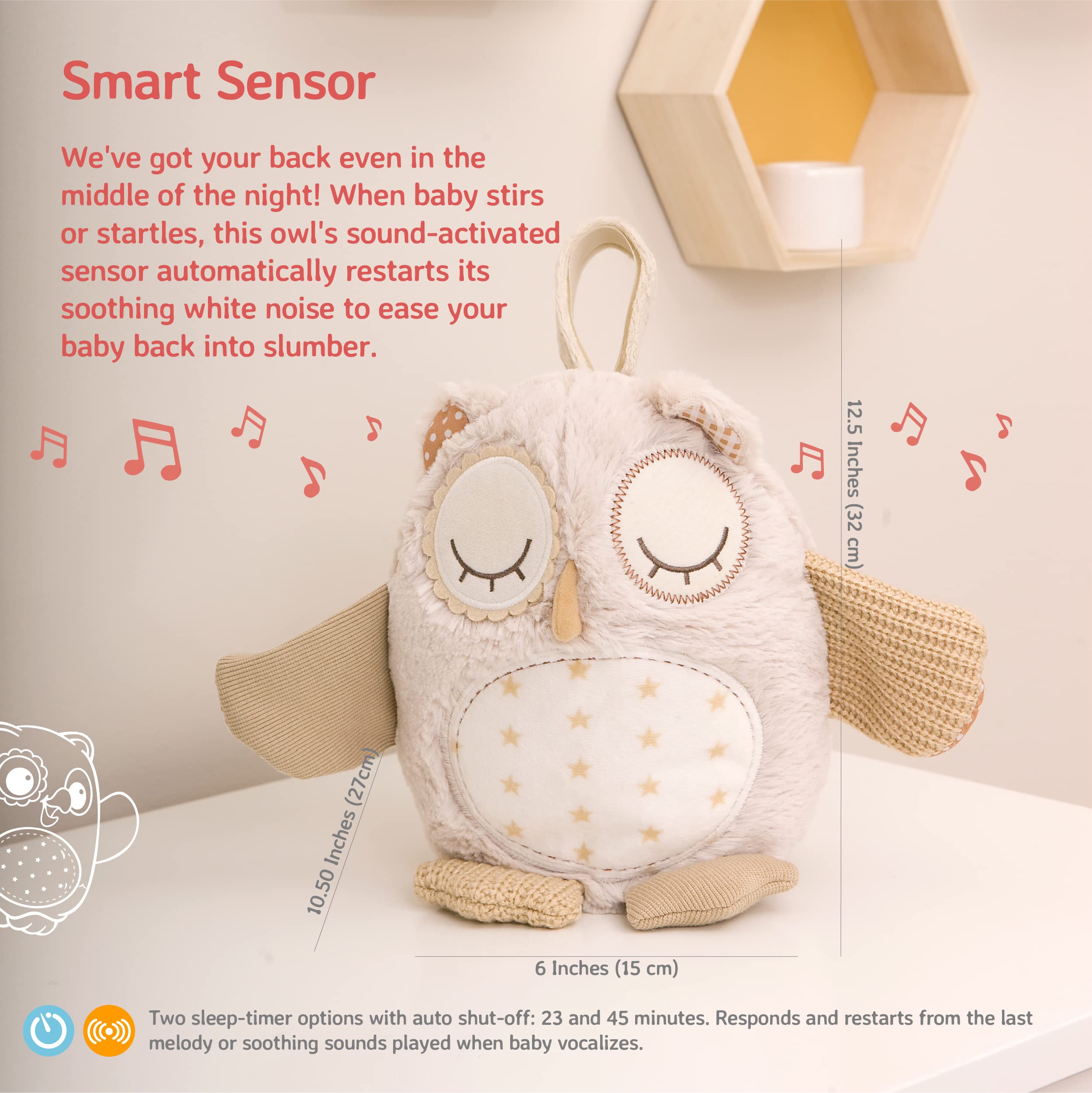 Cloud B Sound Machine With White Noise Soothing Sounds | Cuddly Stuffed Animal | Adjustable Settings And Auto-Shutoff | Nighty N