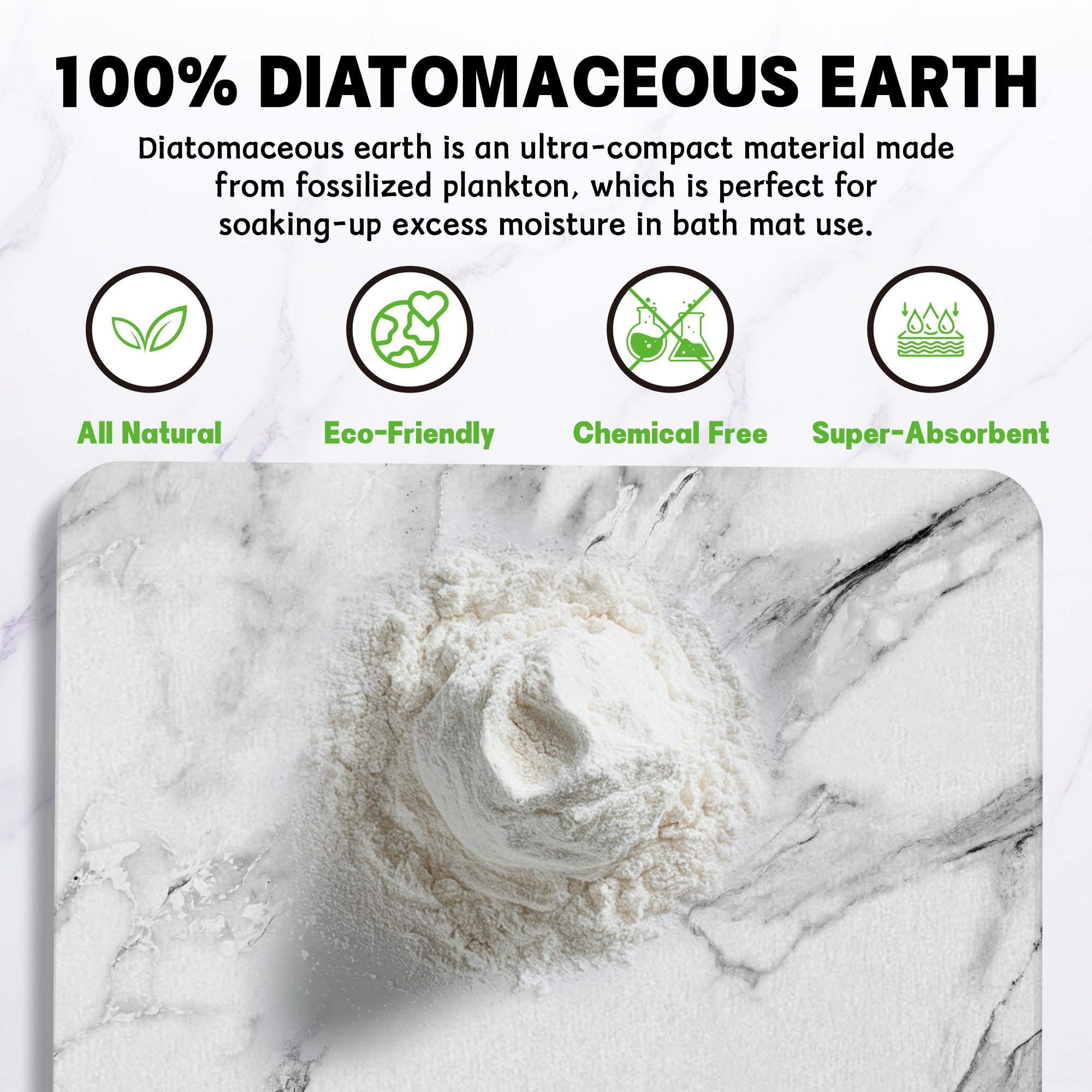 2 Pack Stone Bath Mat - Diatomaceous Earth Bath Mat Fast-Drying Stone Drying Mat Super Absorbent Diatomite Mats For Bathroom, Di