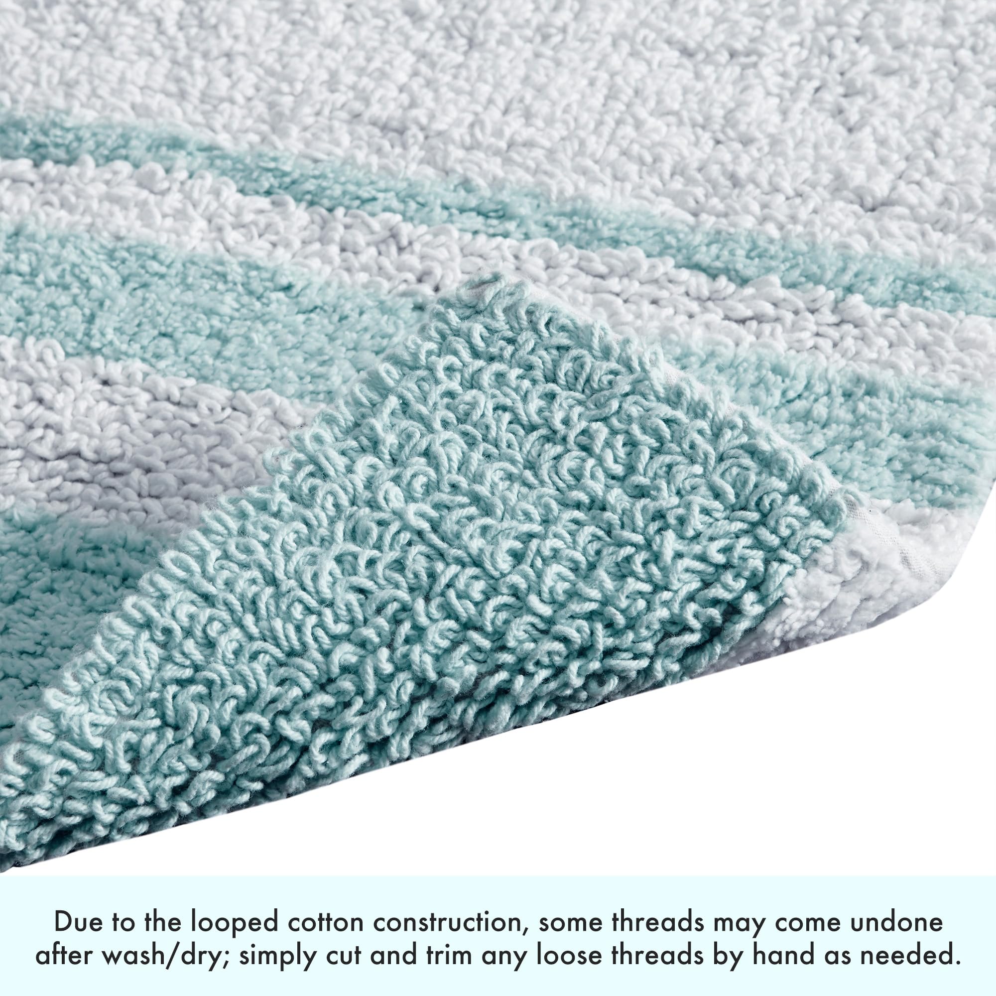 Madison Park Reversible Spa Cotton Bath Rug 100%-Cotton Striped Ultra Soft Water Absorbent, Fast Drying, Bath-Mats, Non-Slip Abs
