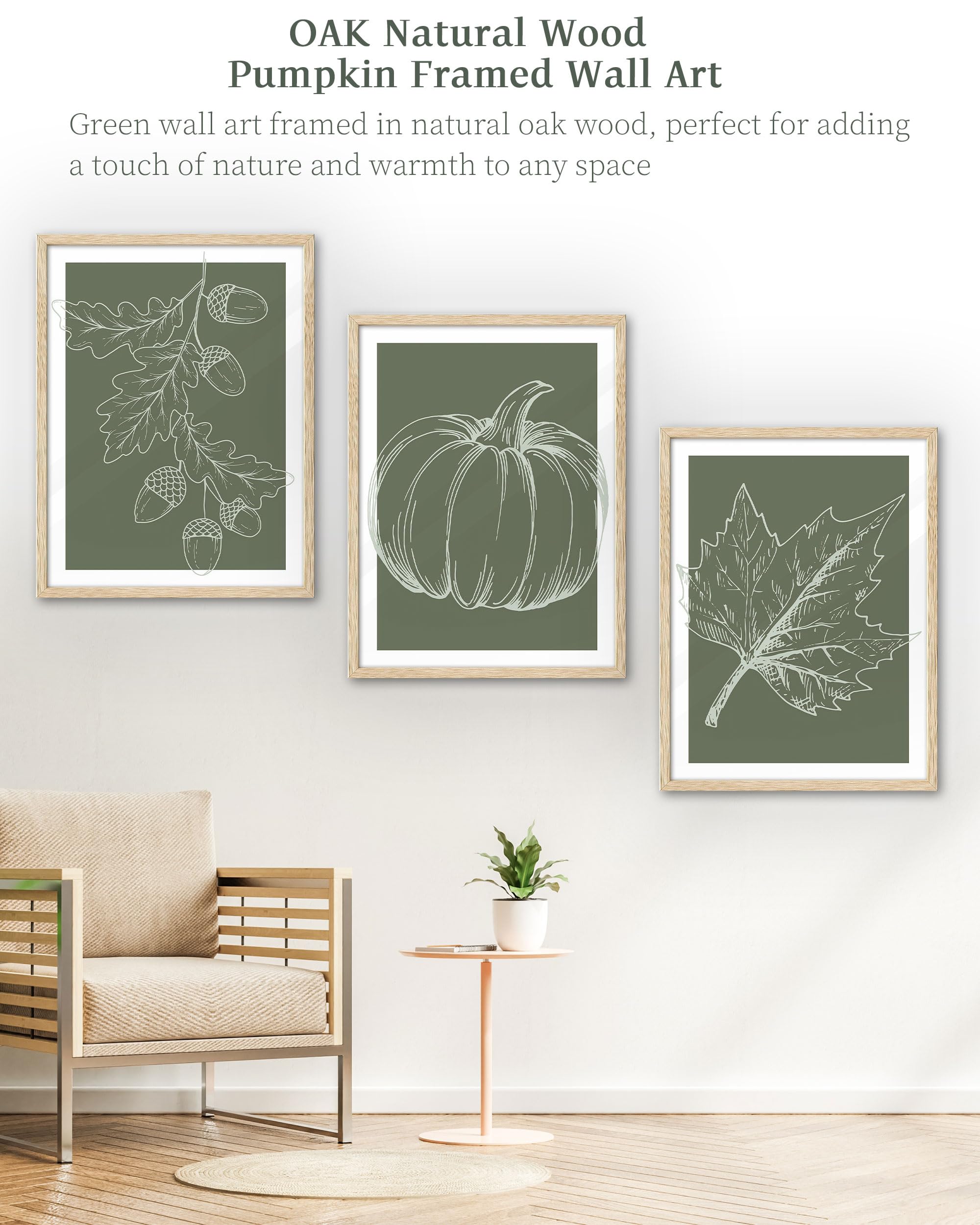 Ihery Natural Oak Wood Framed Floral Wall Art, 12X16 In Set Of 3 Wildflower Canvas Prints, Beige Narrow Frame Botanical Flower D